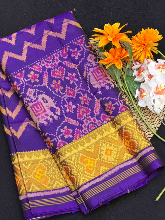 Purple skirt border with zigzag pattern Rajkot Patola
