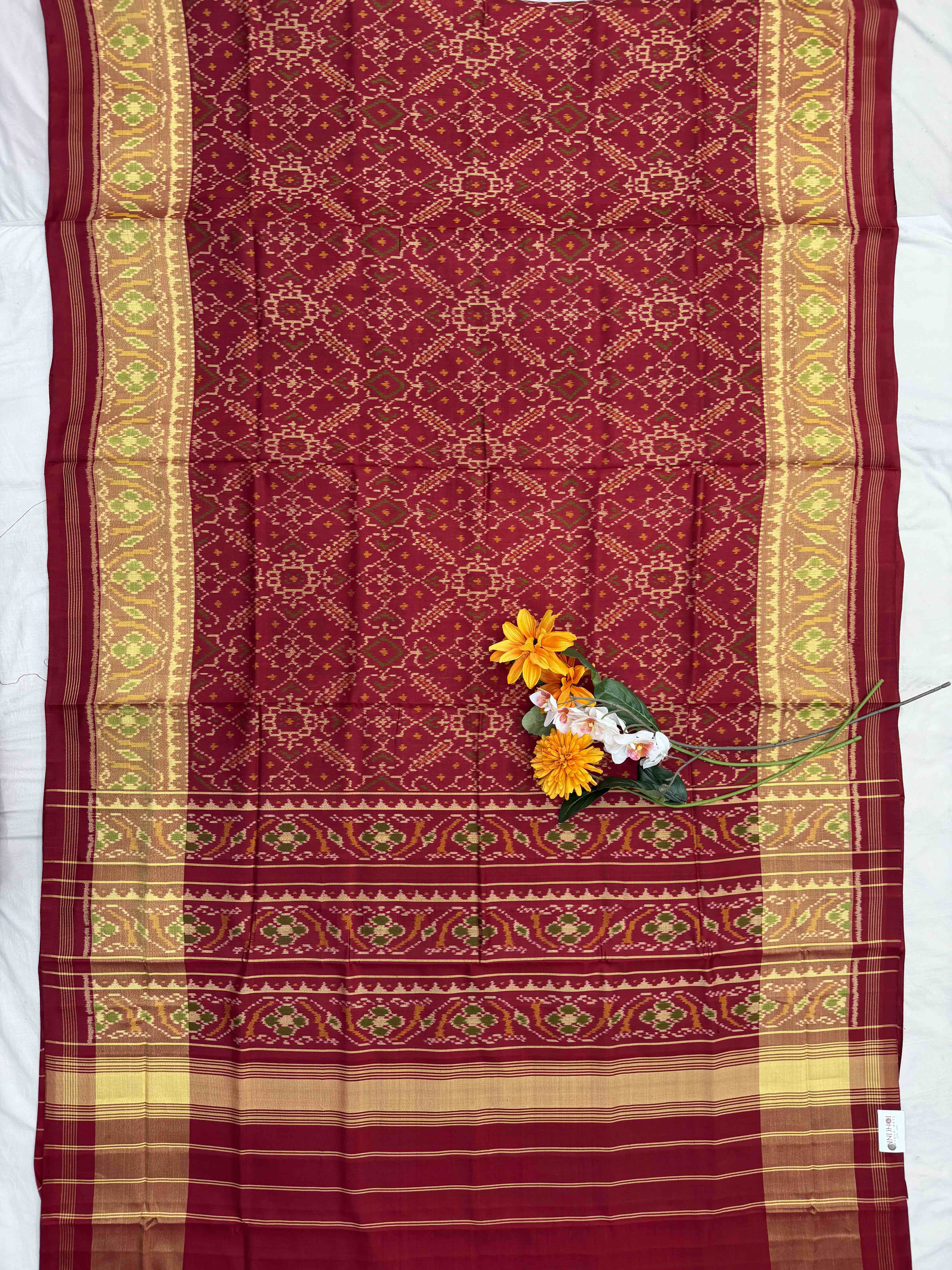 Maroonish red manekchawk Rajkot Patola Saree