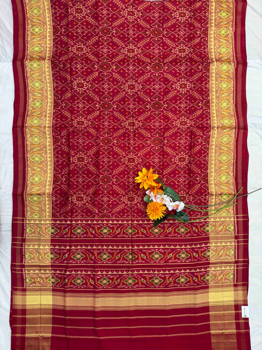 Maroonish red manekchawk Rajkot Patola Saree