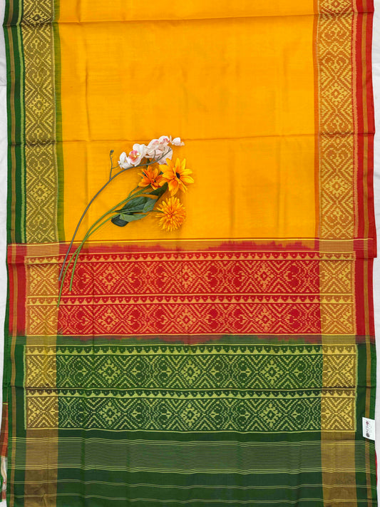 Ganga Jamuna Plain Yellow Patola Saree