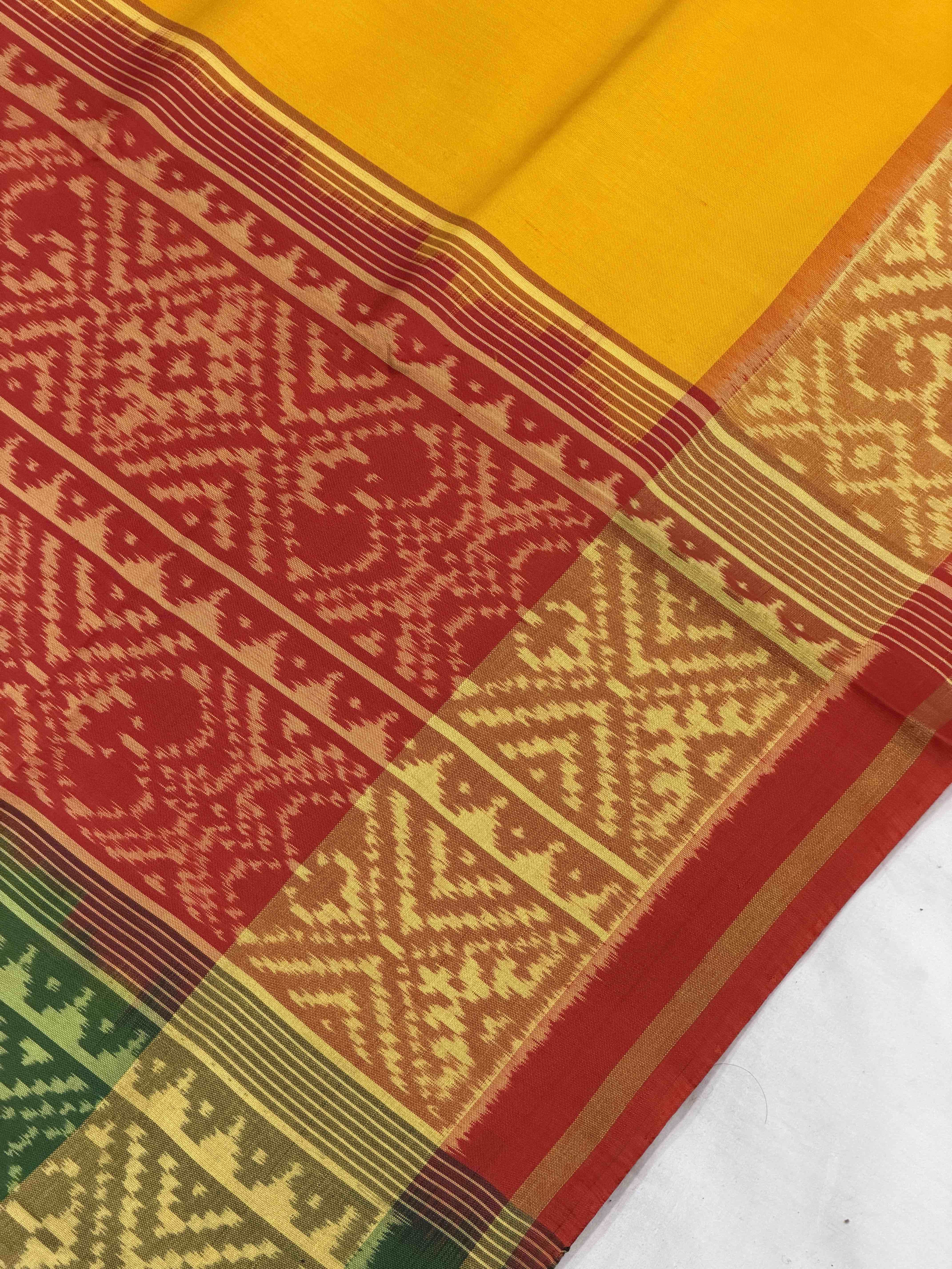 Ganga Jamuna Plain Yellow Patola Saree