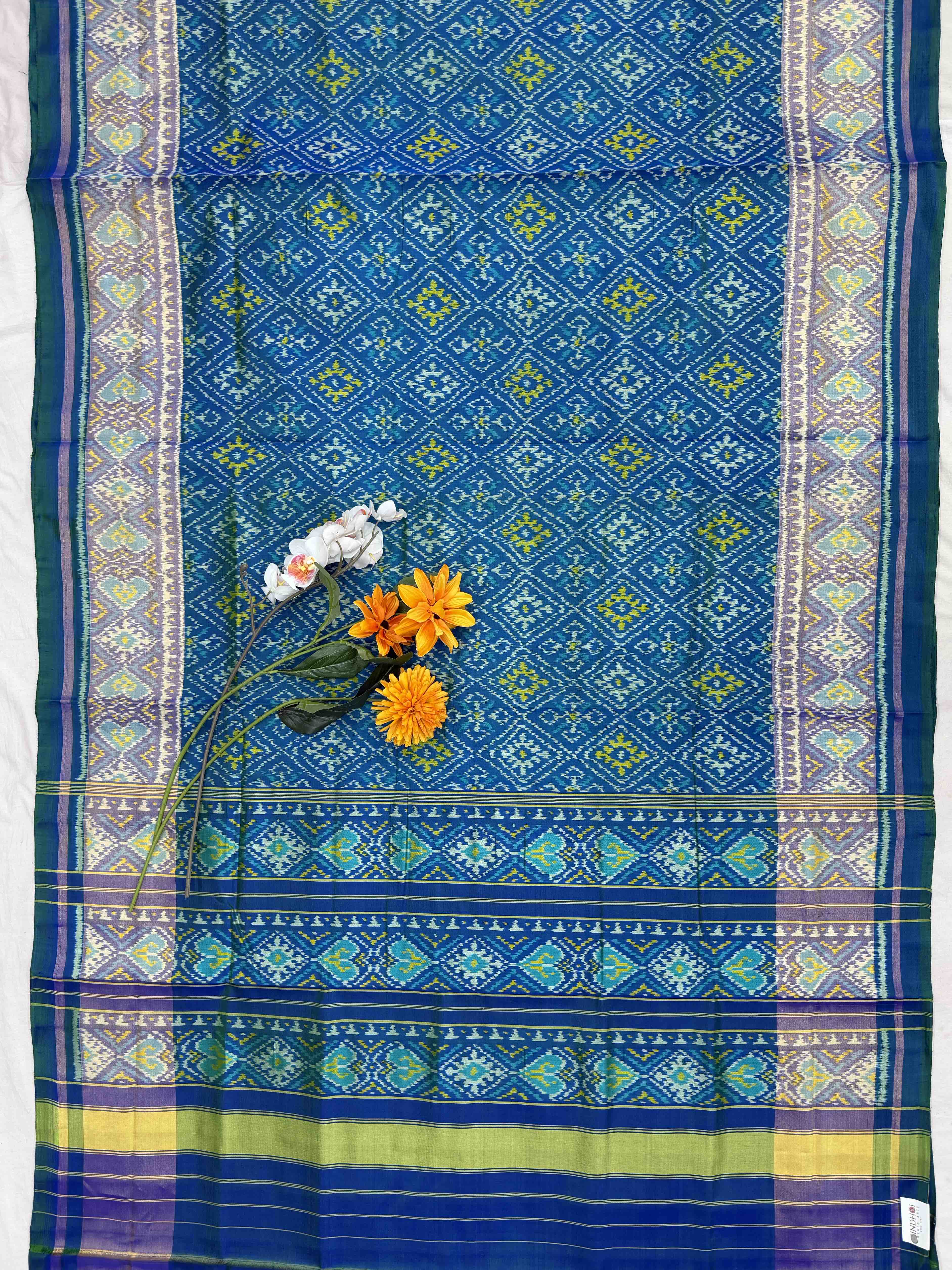 Peacock Blue shaded Panchanda Patola Saree