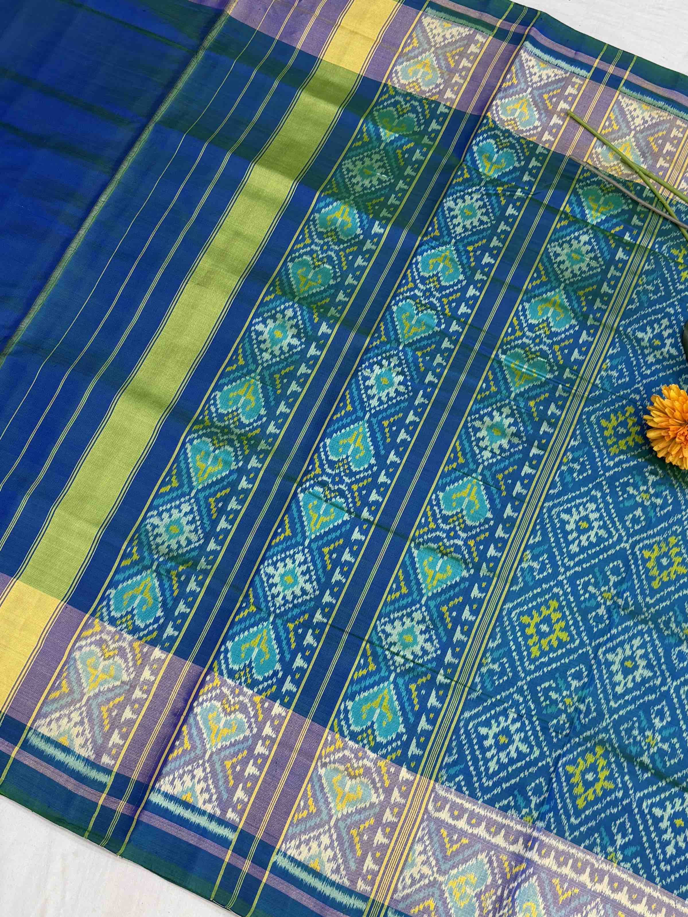 Peacock Blue shaded Panchanda Patola Saree