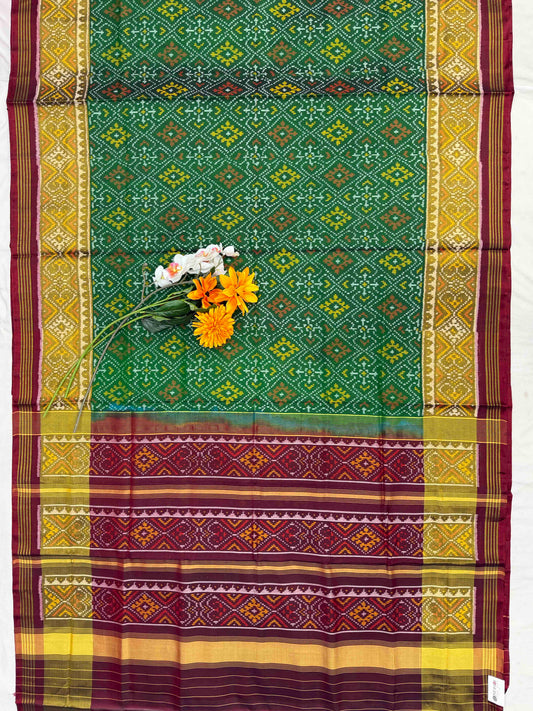 Maroon & Green chandabhat Rajkot Patola Saree