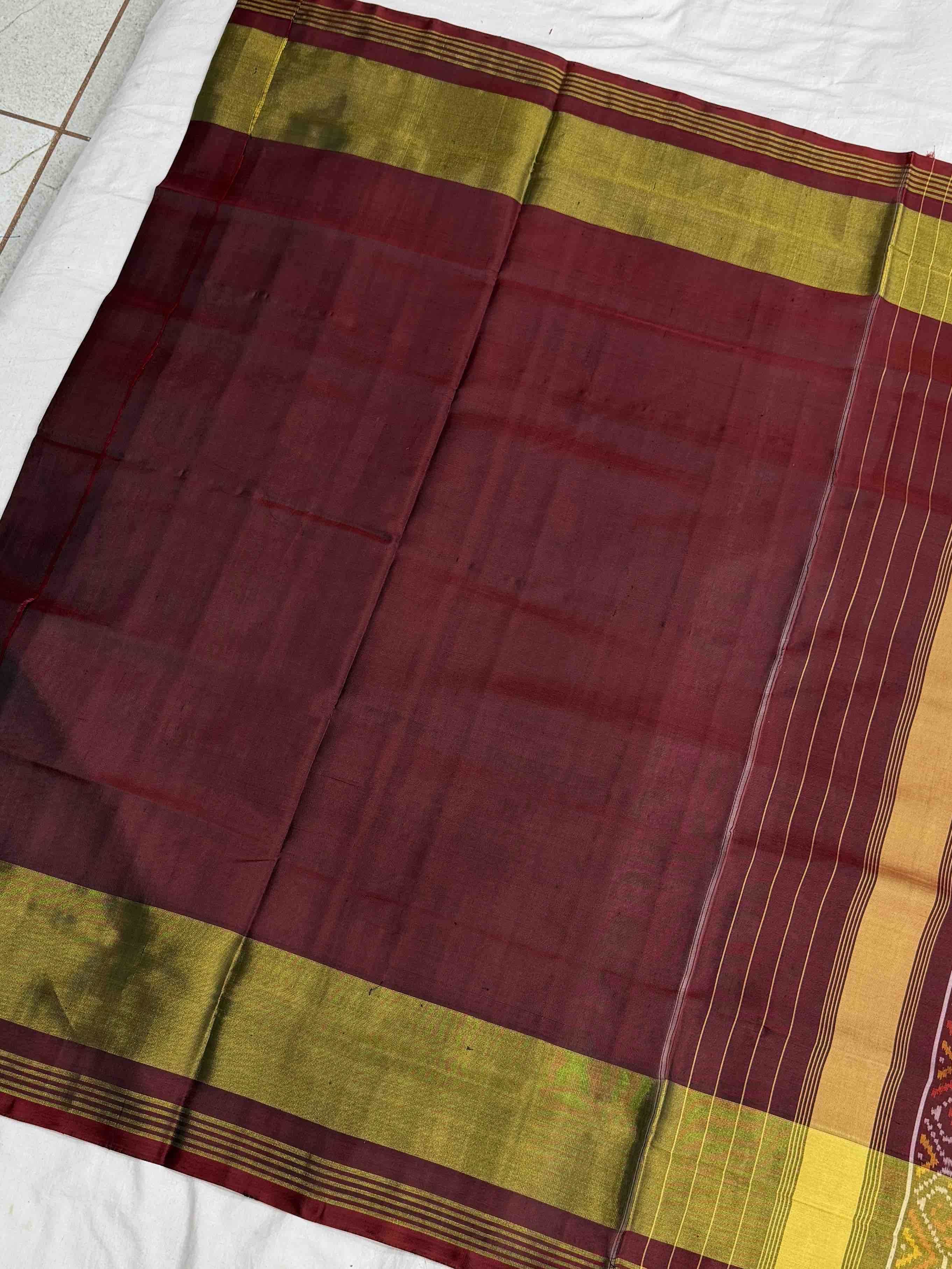 Maroon & Green chandabhat Rajkot Patola Saree