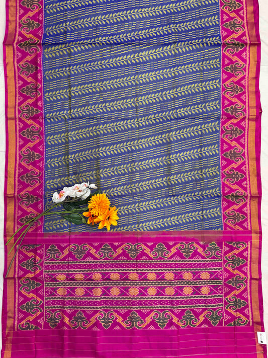 Pink & Greyish Blue shaded Creeper design Rajkot Patola