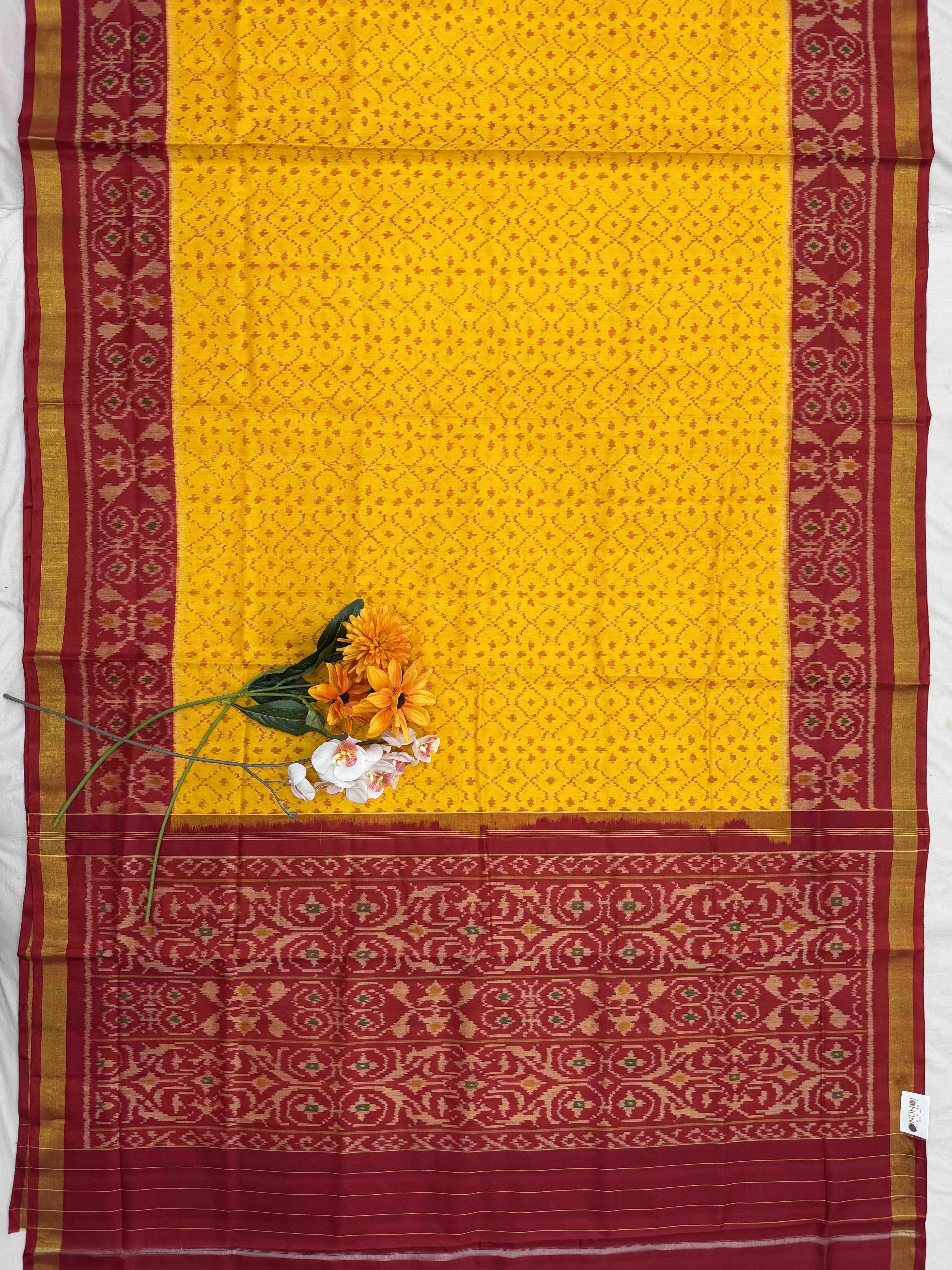 Red & Yellow Designer Patola Saree in fancy design