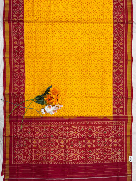 Red & Yellow Designer Patola Saree in fancy design