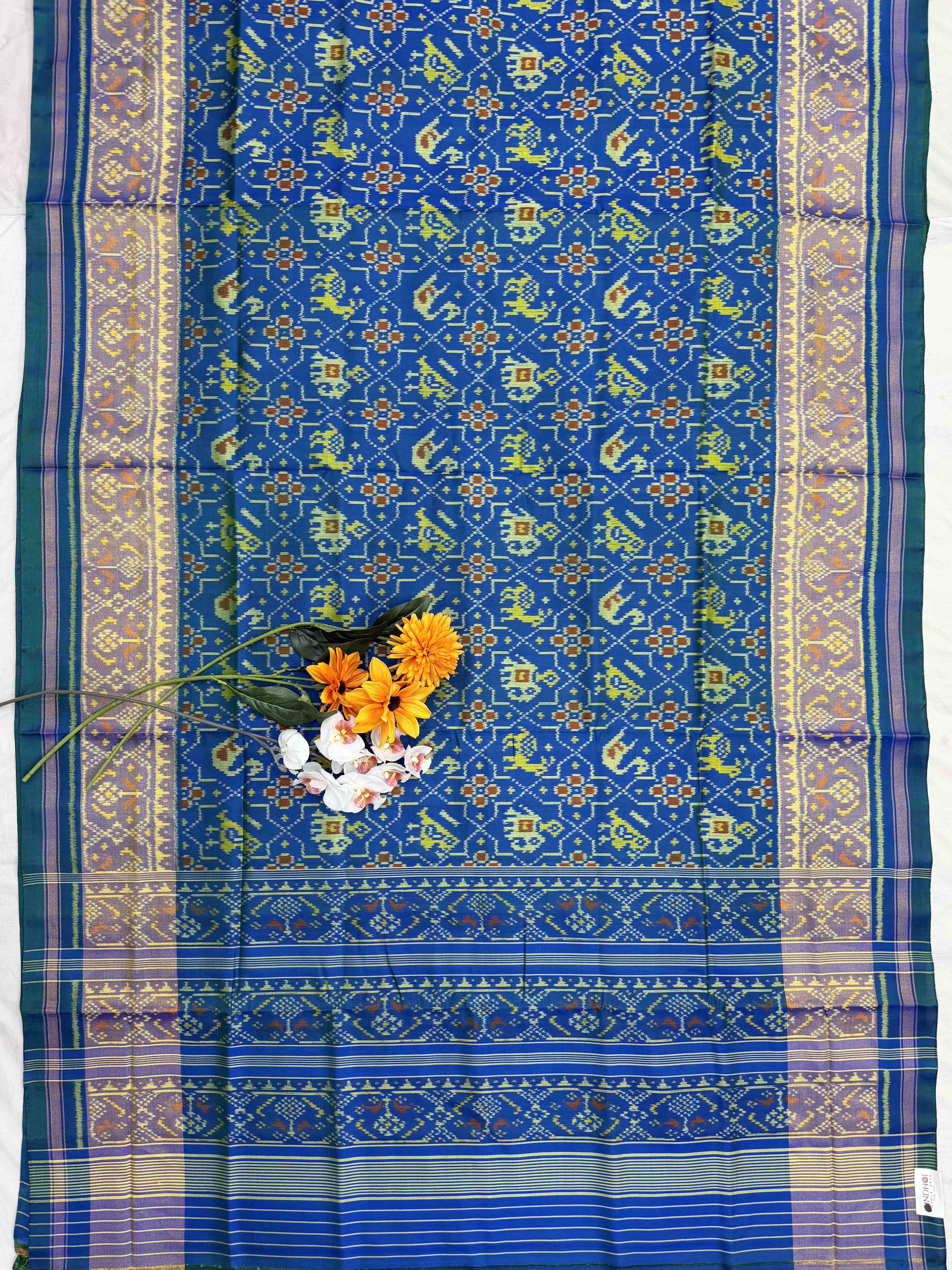 Peacock Blue star narikunjar Rajkot Patola Saree