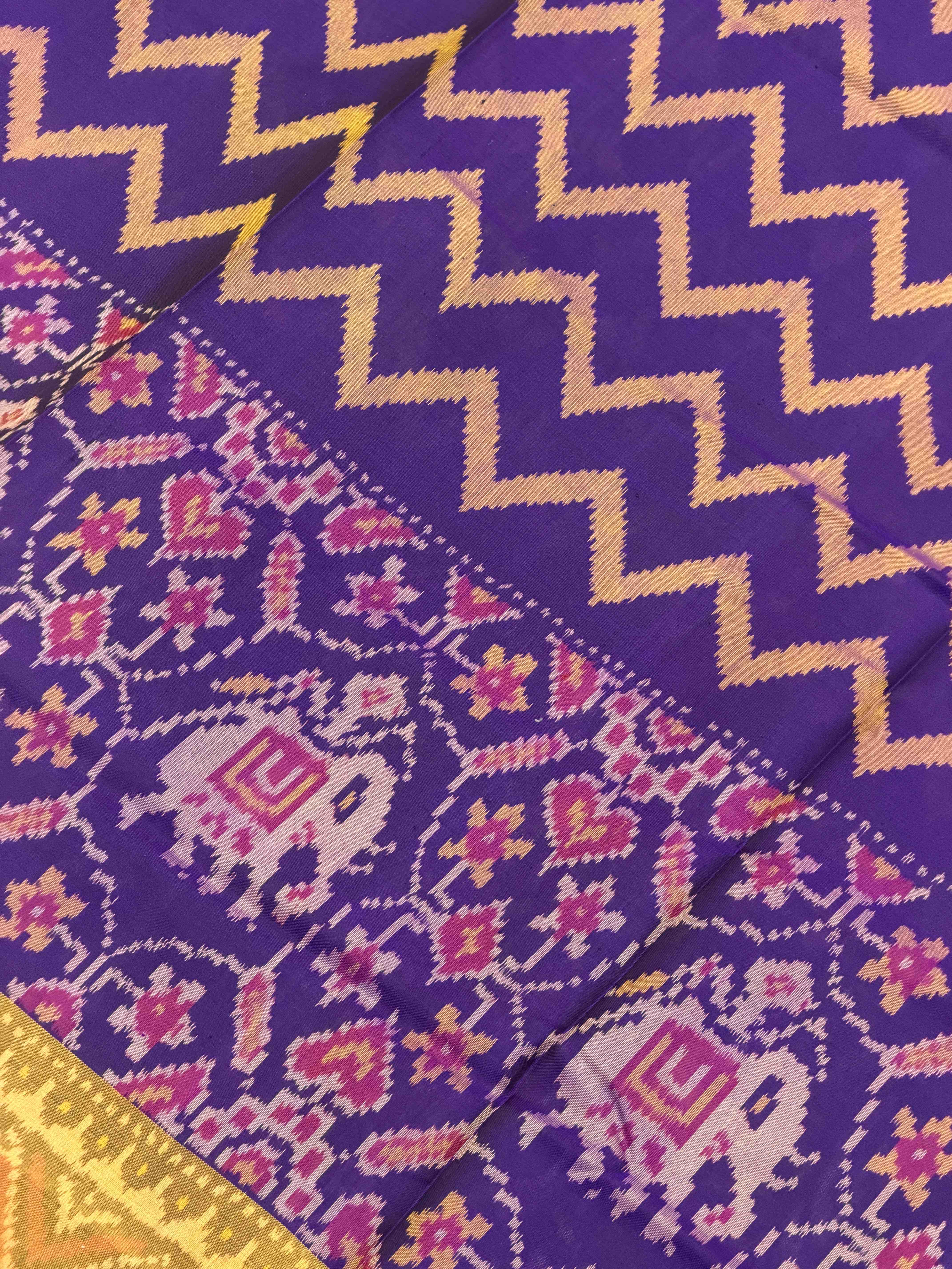 Purple skirt border with zigzag pattern Rajkot Patola