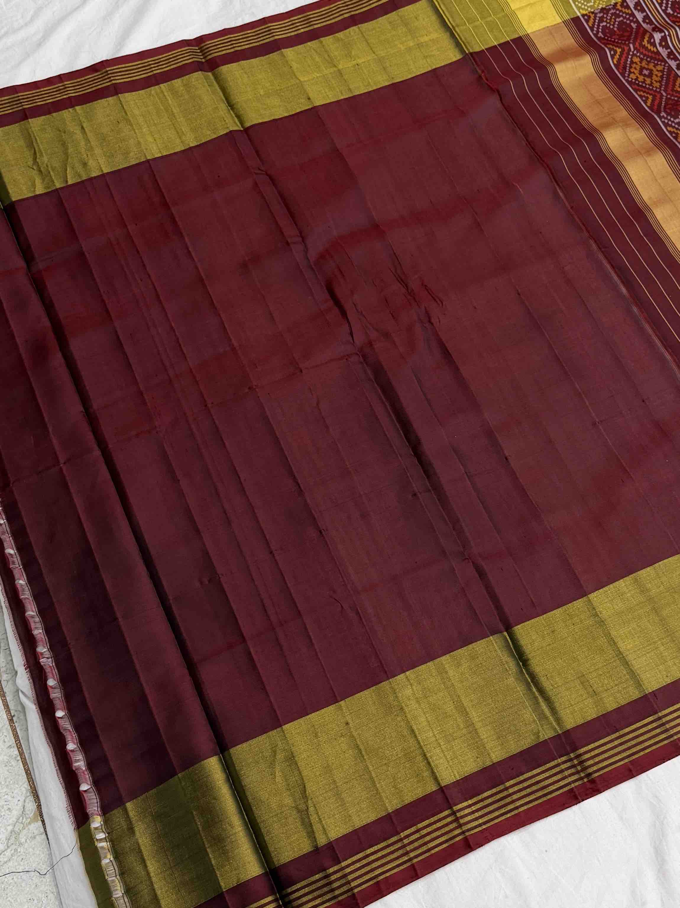 Maroon & Green Manekchawk Rajkot Patola Saree