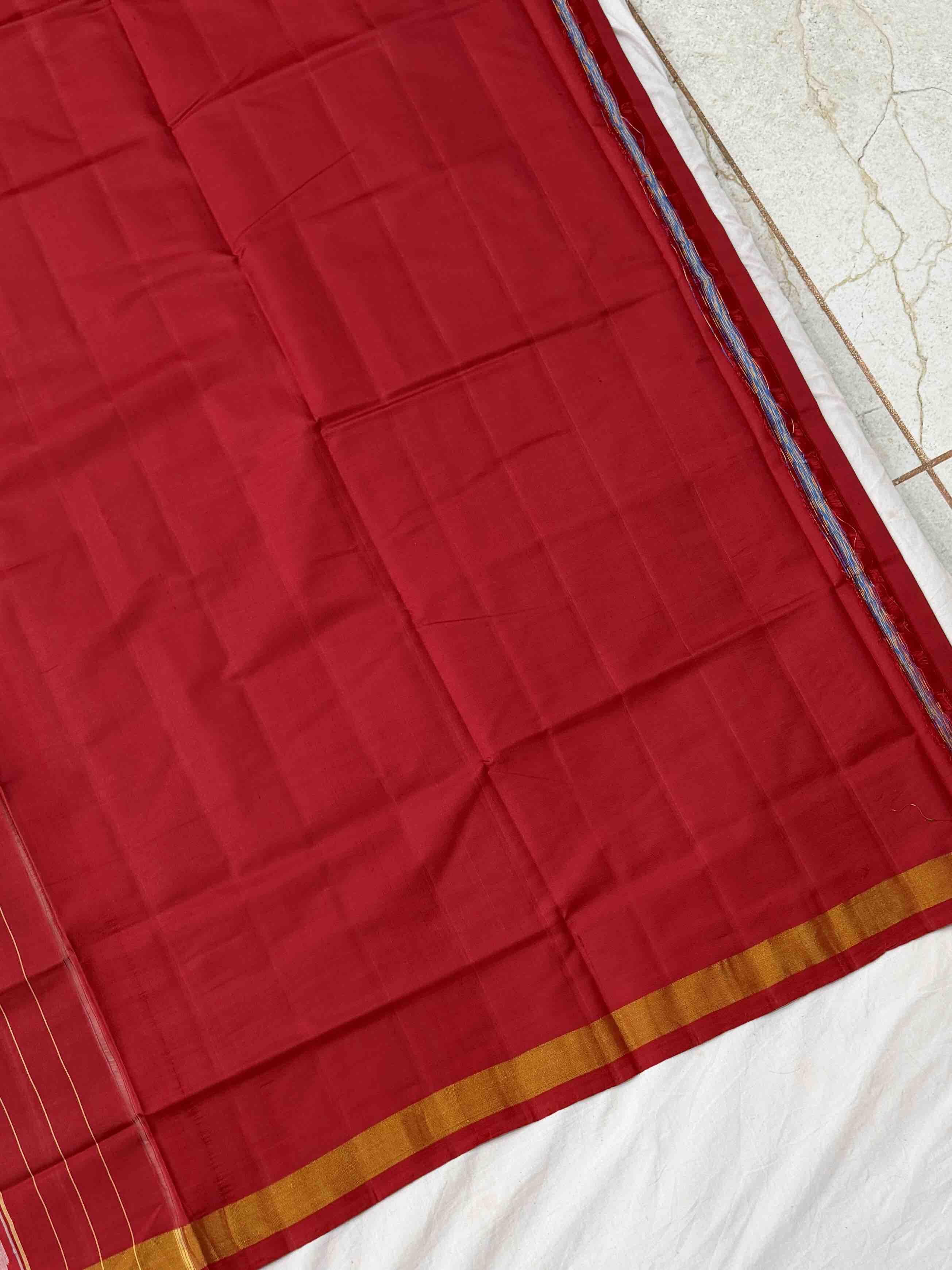 Red & Teal blue 5 leaves fancy Patola Saree