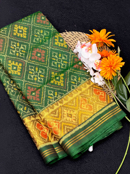 Green chandabhat Tissue Border Rajkot Patola