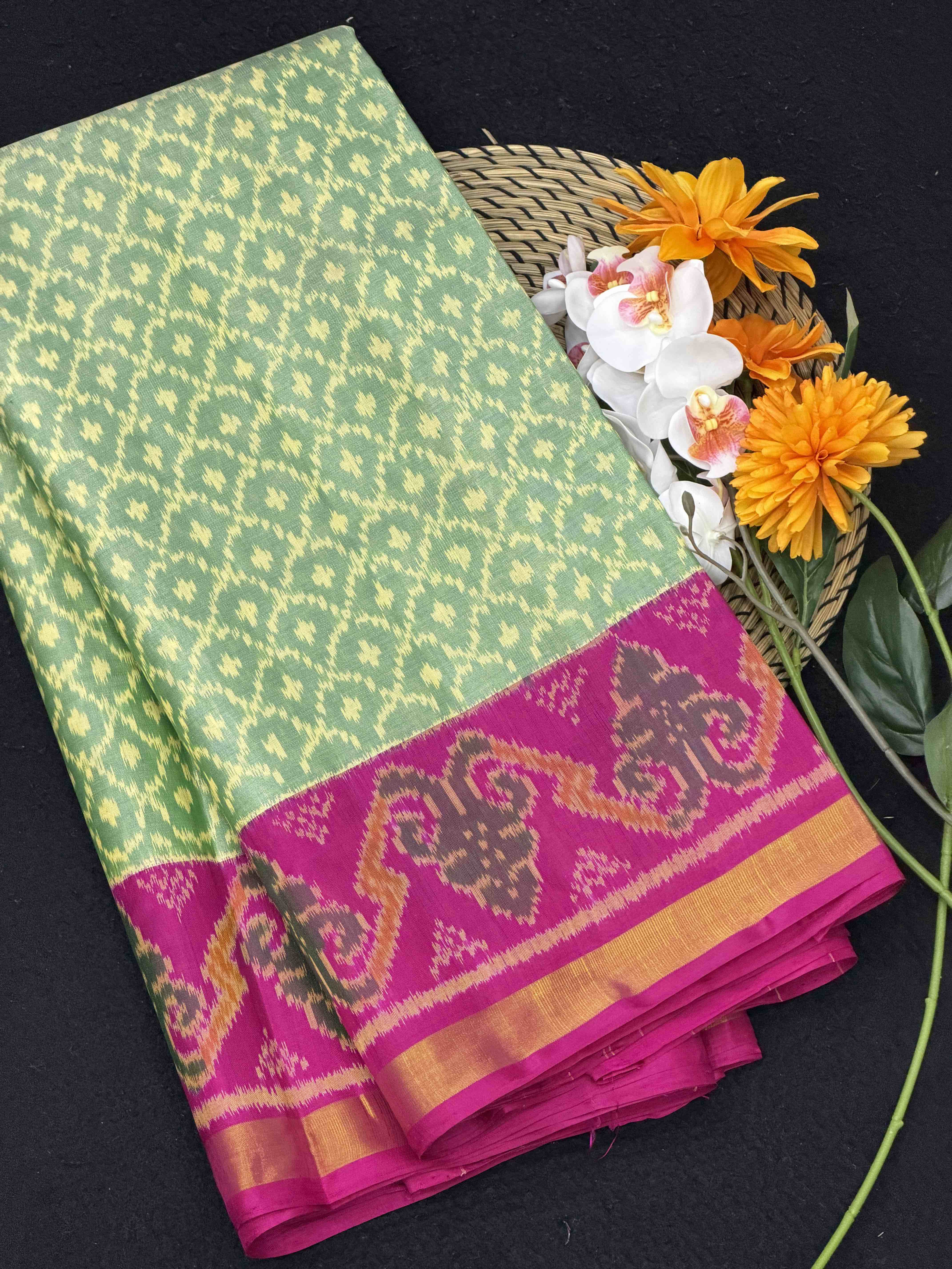 Pink & light Green Rajkot Patola Saree