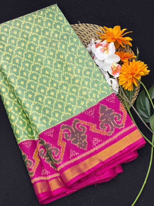 Pink & light Green Rajkot Patola Saree