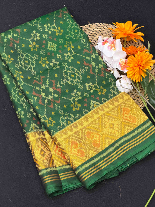 Green Navaratan Tissue border Rajkot Patola Saree