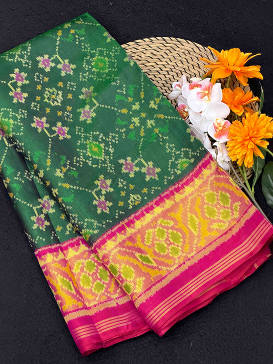Pink & Green Navaratan Patola Saree