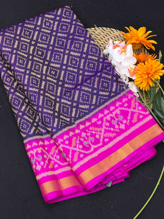 Pink & Deep Purple Chokhta Bhat Patola Saree
