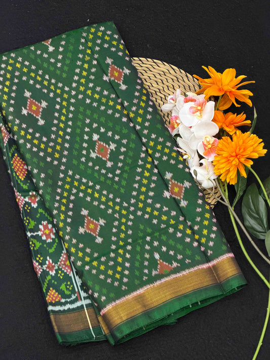 Bandhani Design Green shade Rajkot Patola Saree