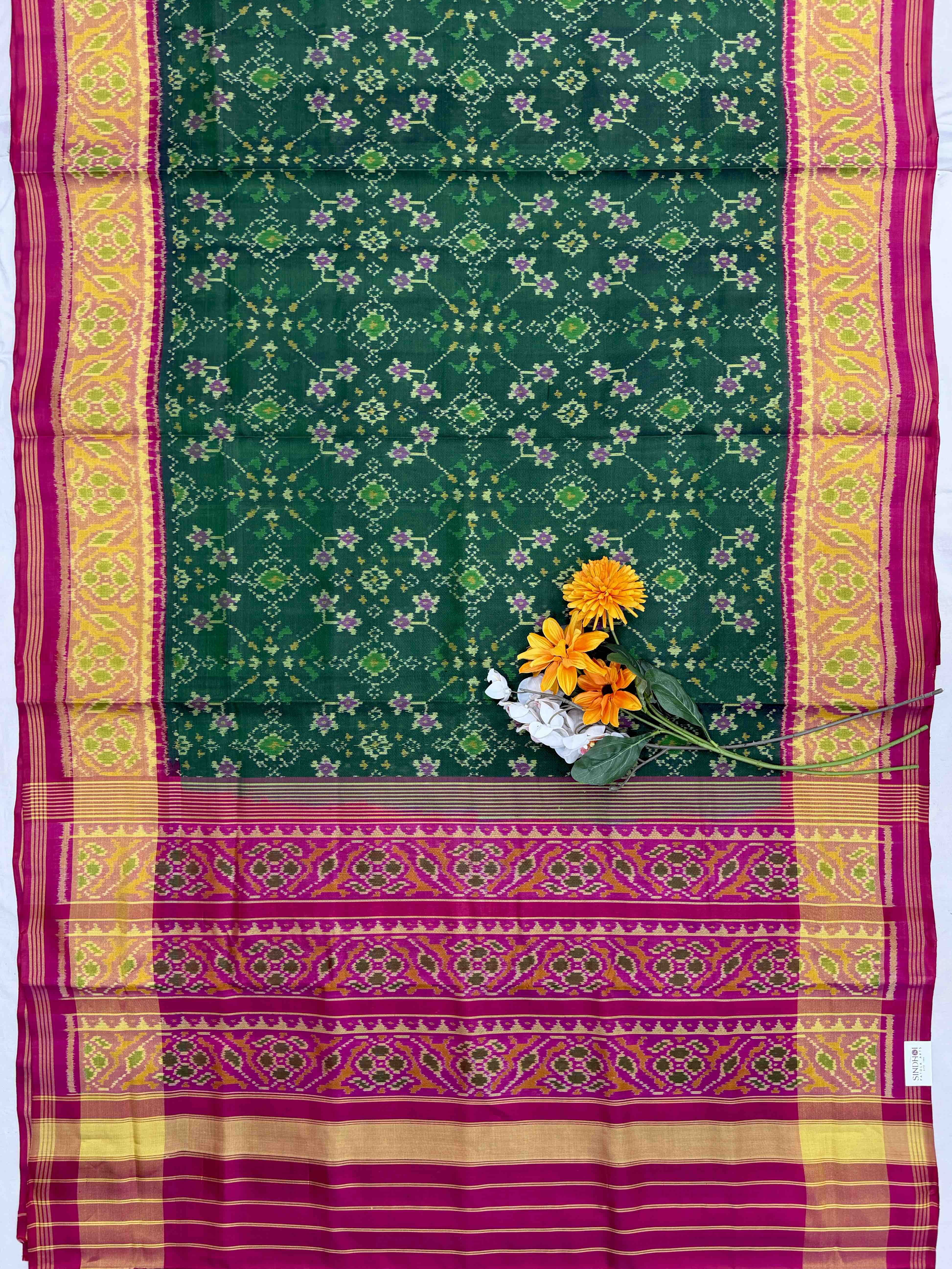 Pink & Green Navaratan Patola Saree