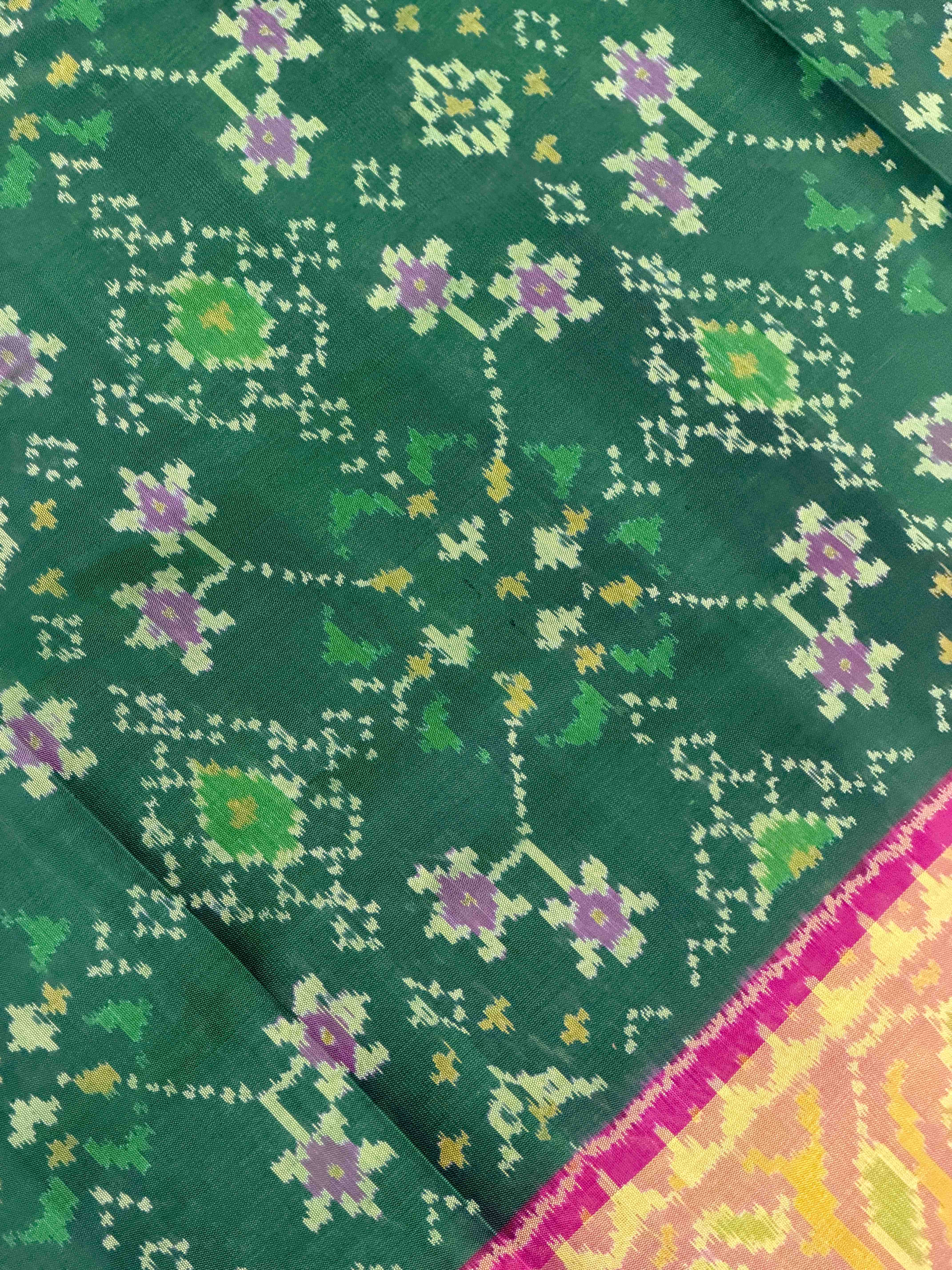 Pink & Green Navaratan Patola Saree