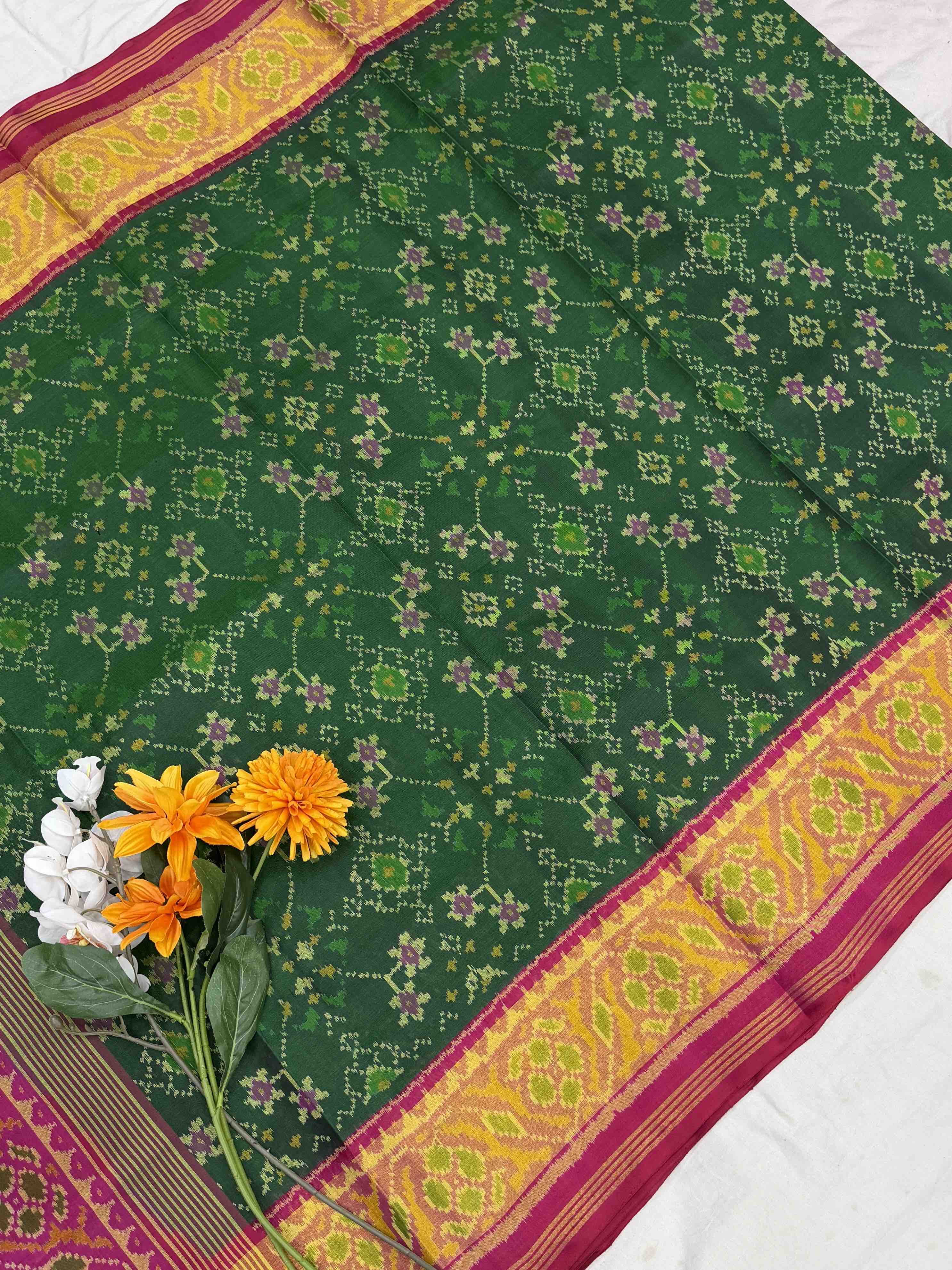 Pink & Green Navaratan Patola Saree