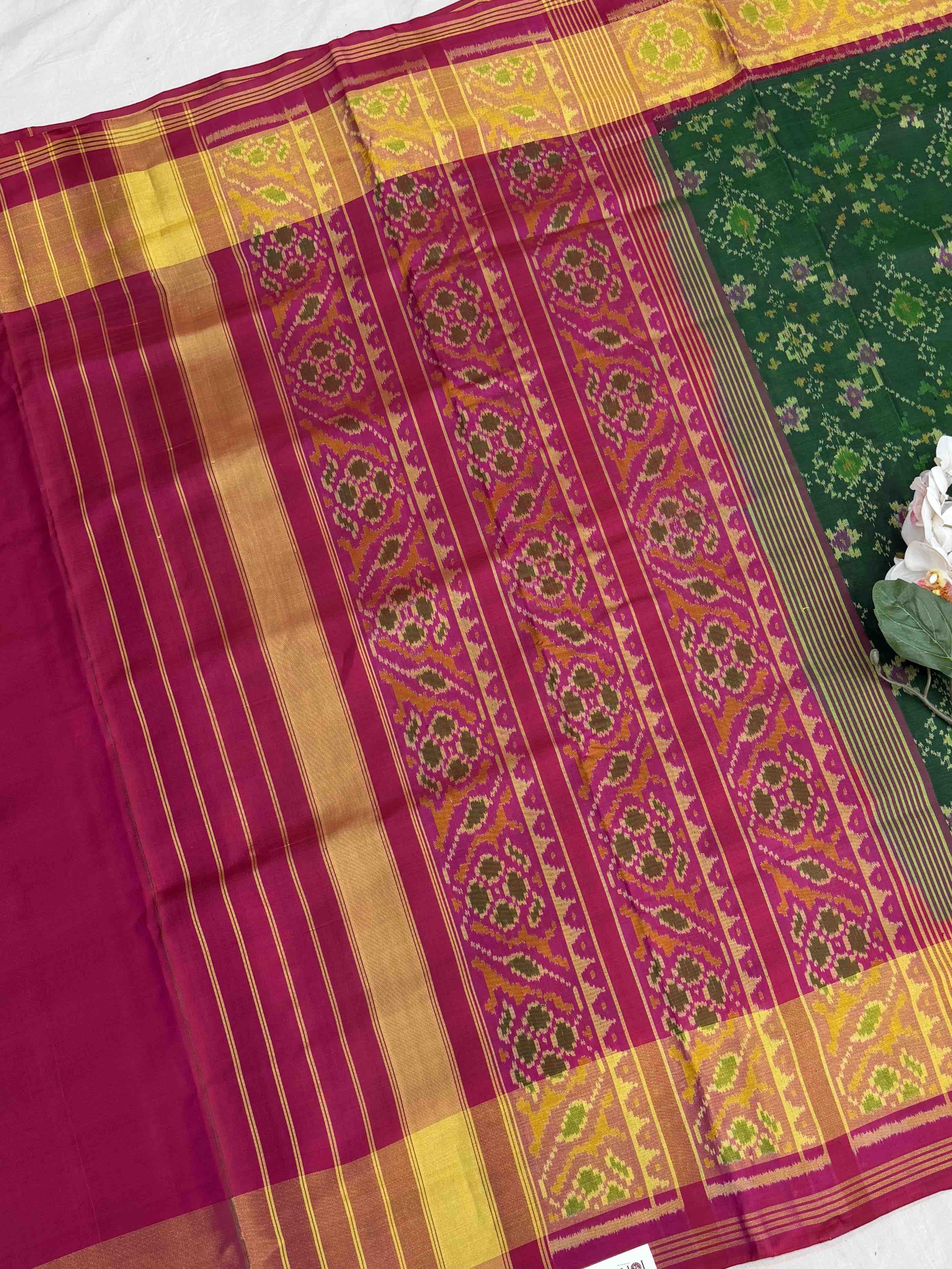 Pink & Green Navaratan Patola Saree