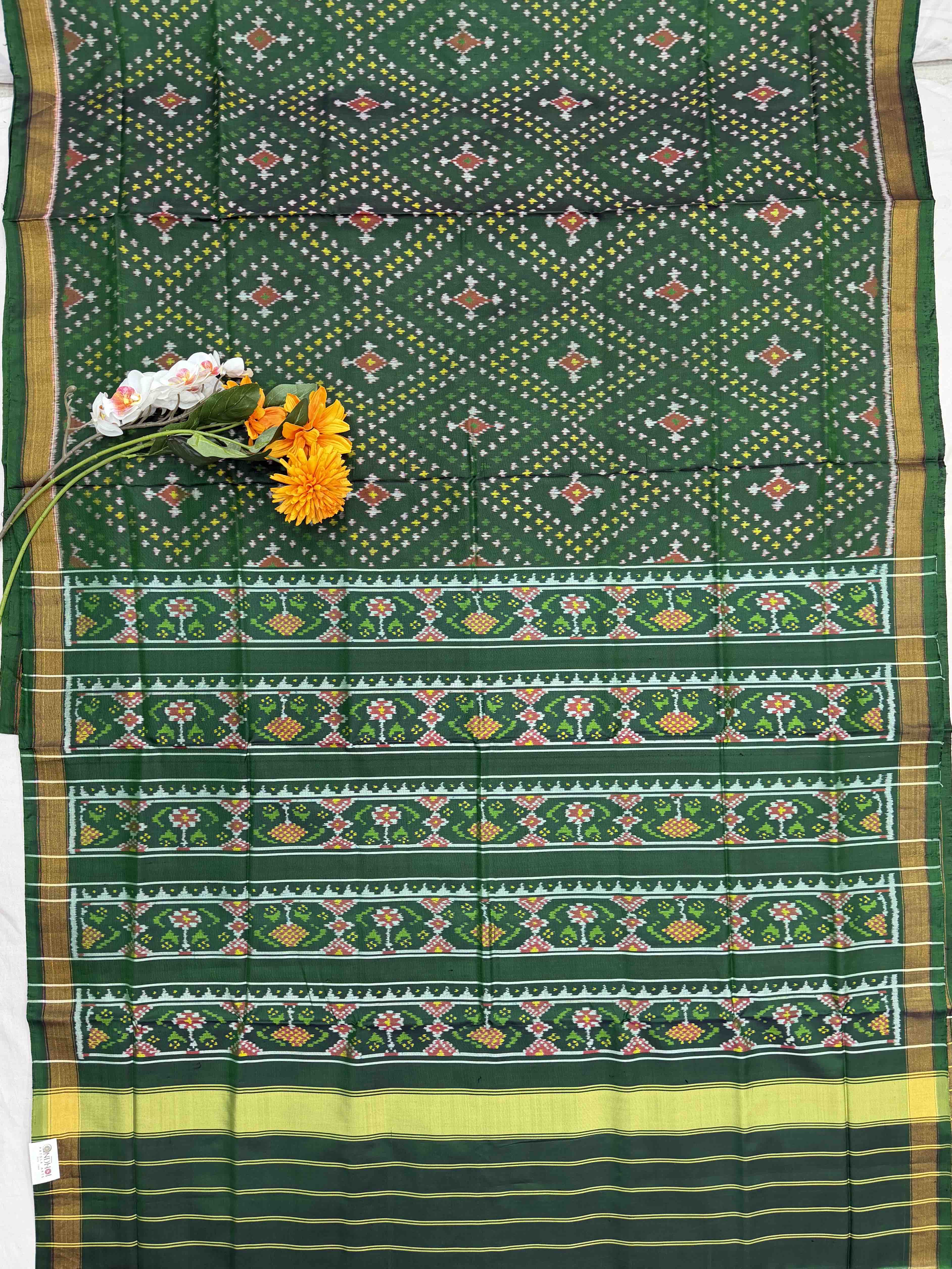Bandhani Design Green shade Rajkot Patola Saree