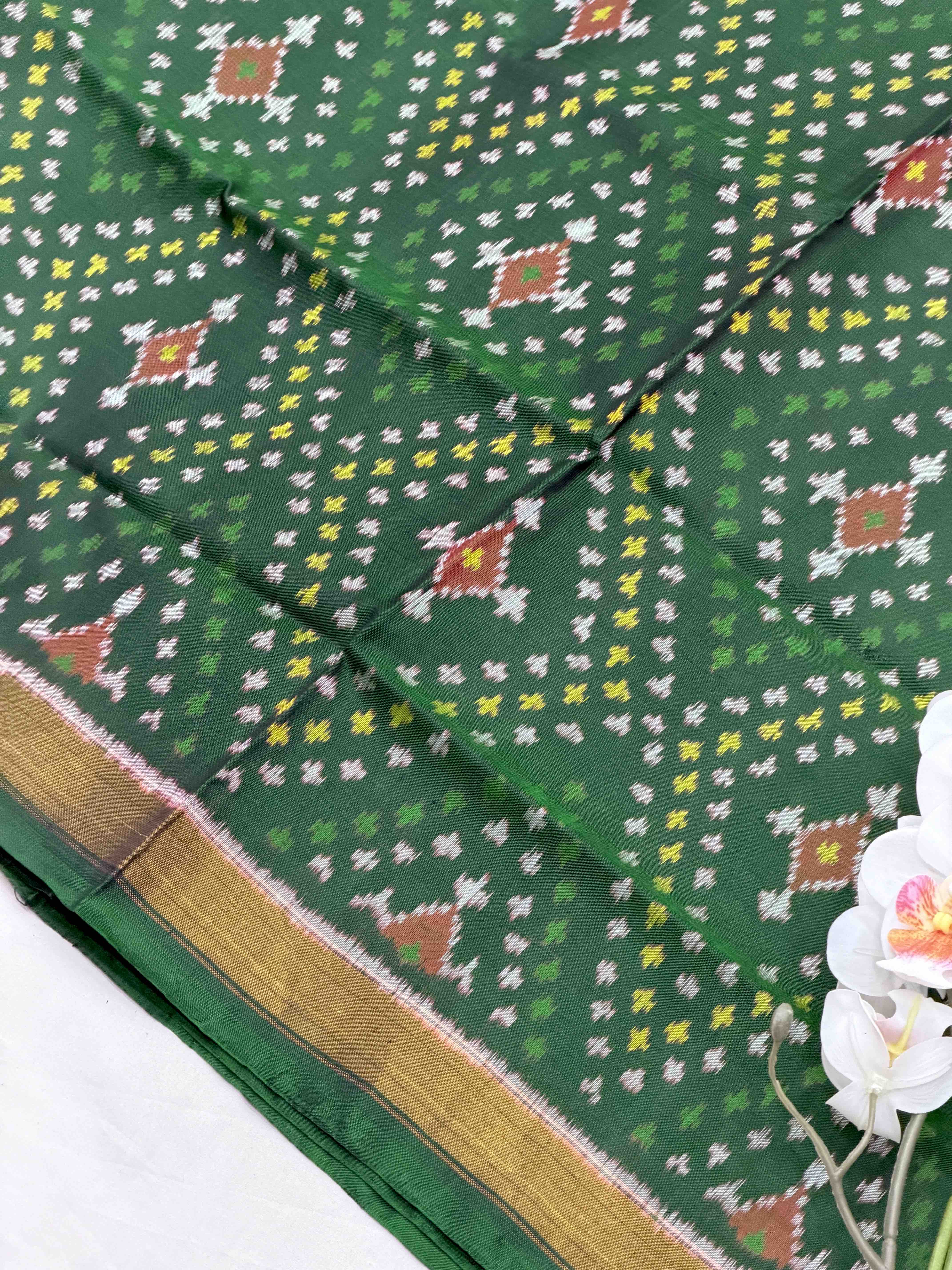 Bandhani Design Green shade Rajkot Patola Saree