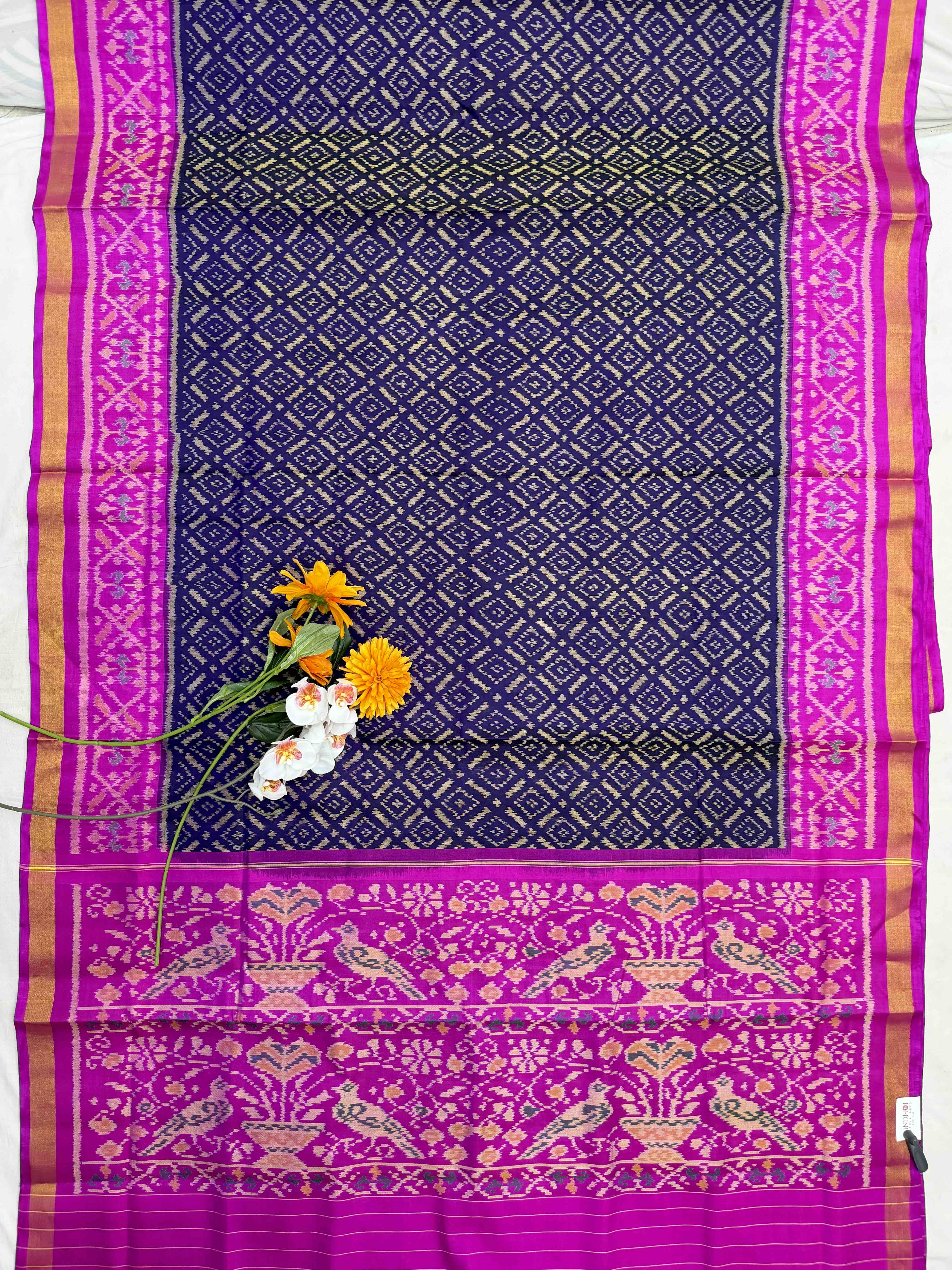 Pink & Deep Purple Chokhta Bhat Patola Saree