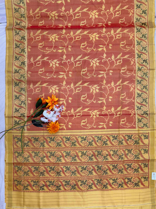 Light yellow & Shaded Carrot colour designer Patola Saree