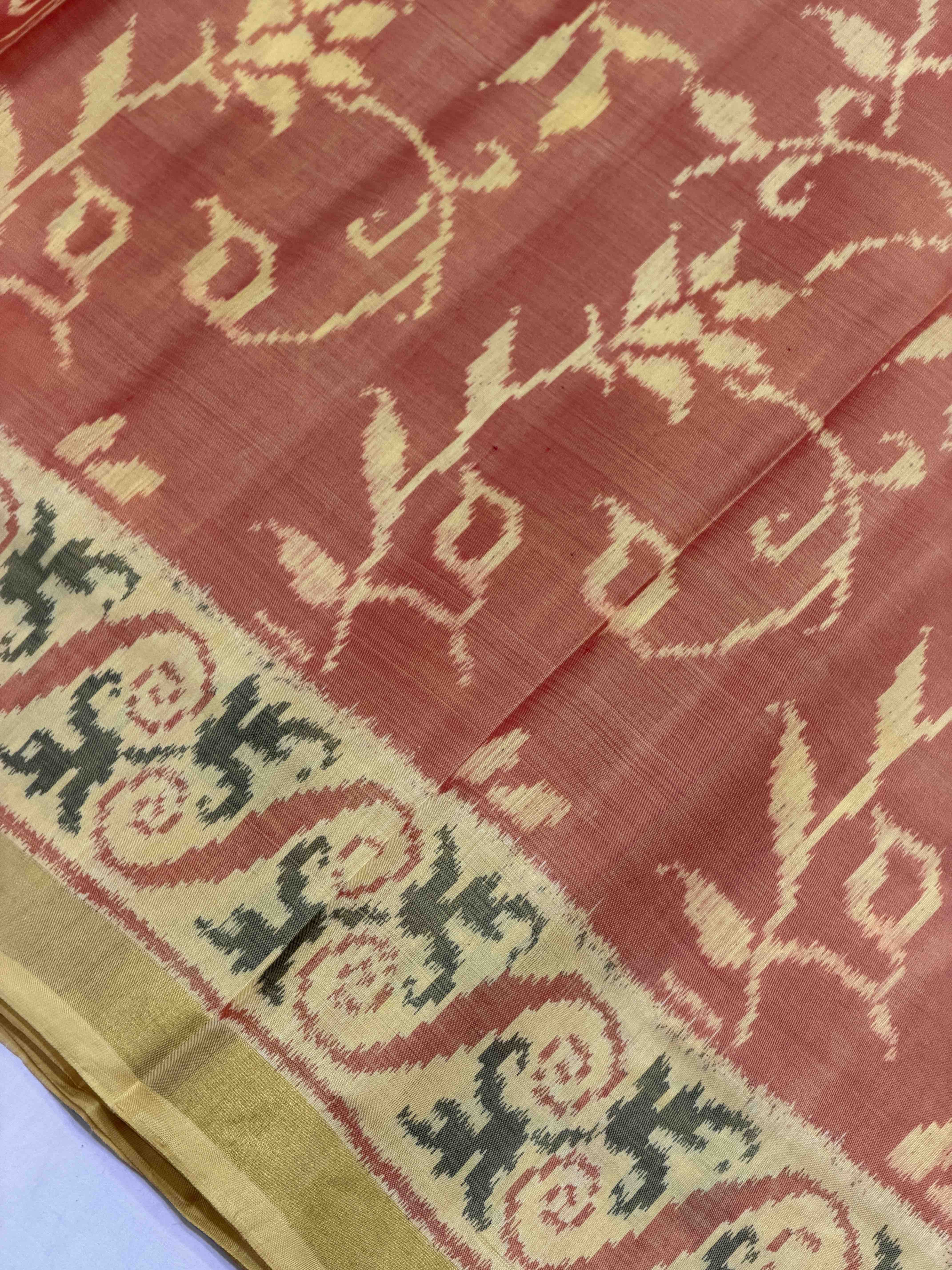 Light yellow & Shaded Carrot colour designer Patola Saree
