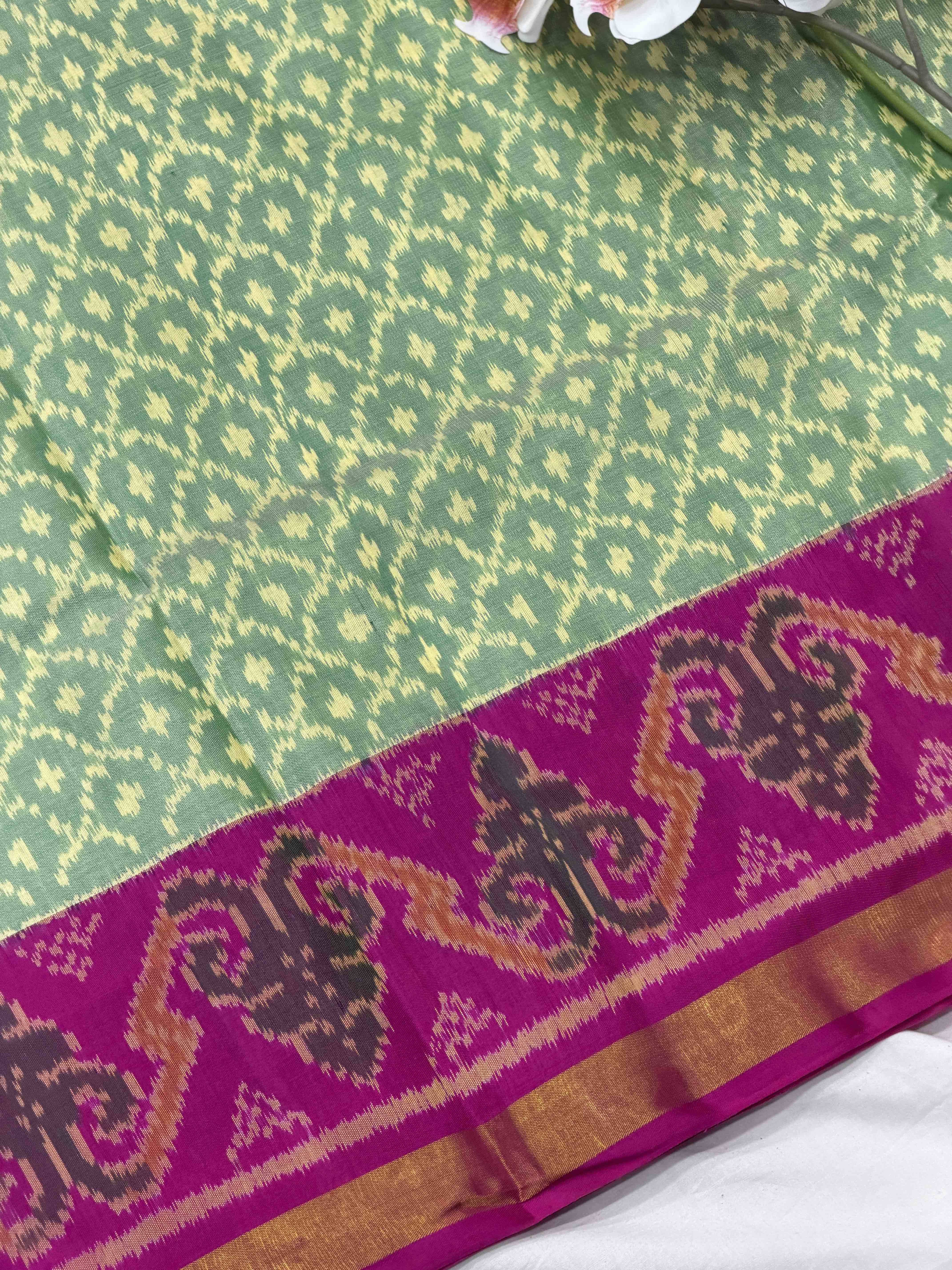 Pink & light Green Rajkot Patola Saree