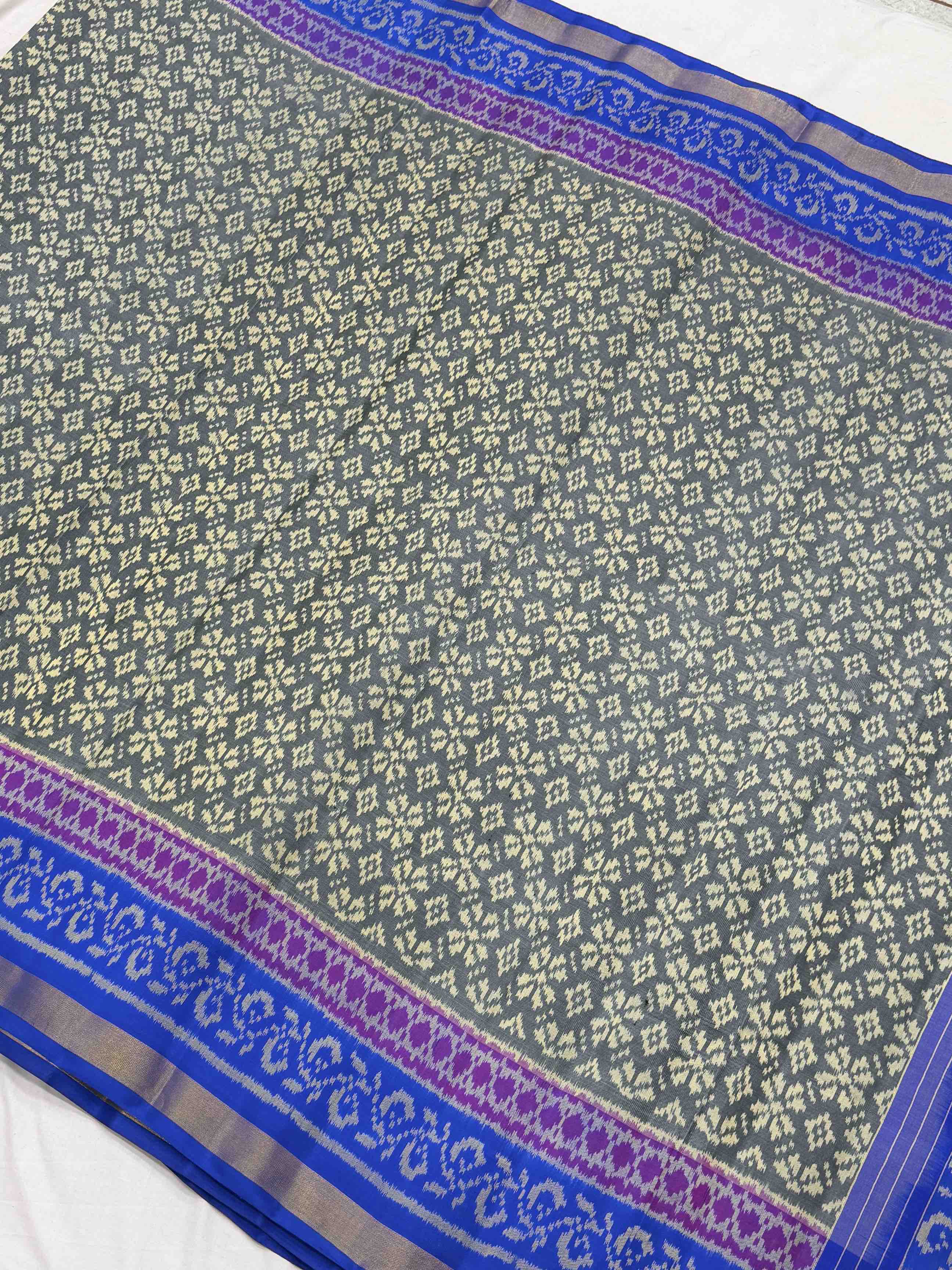 Blue & Grey Designer Rajkot Patola Saree