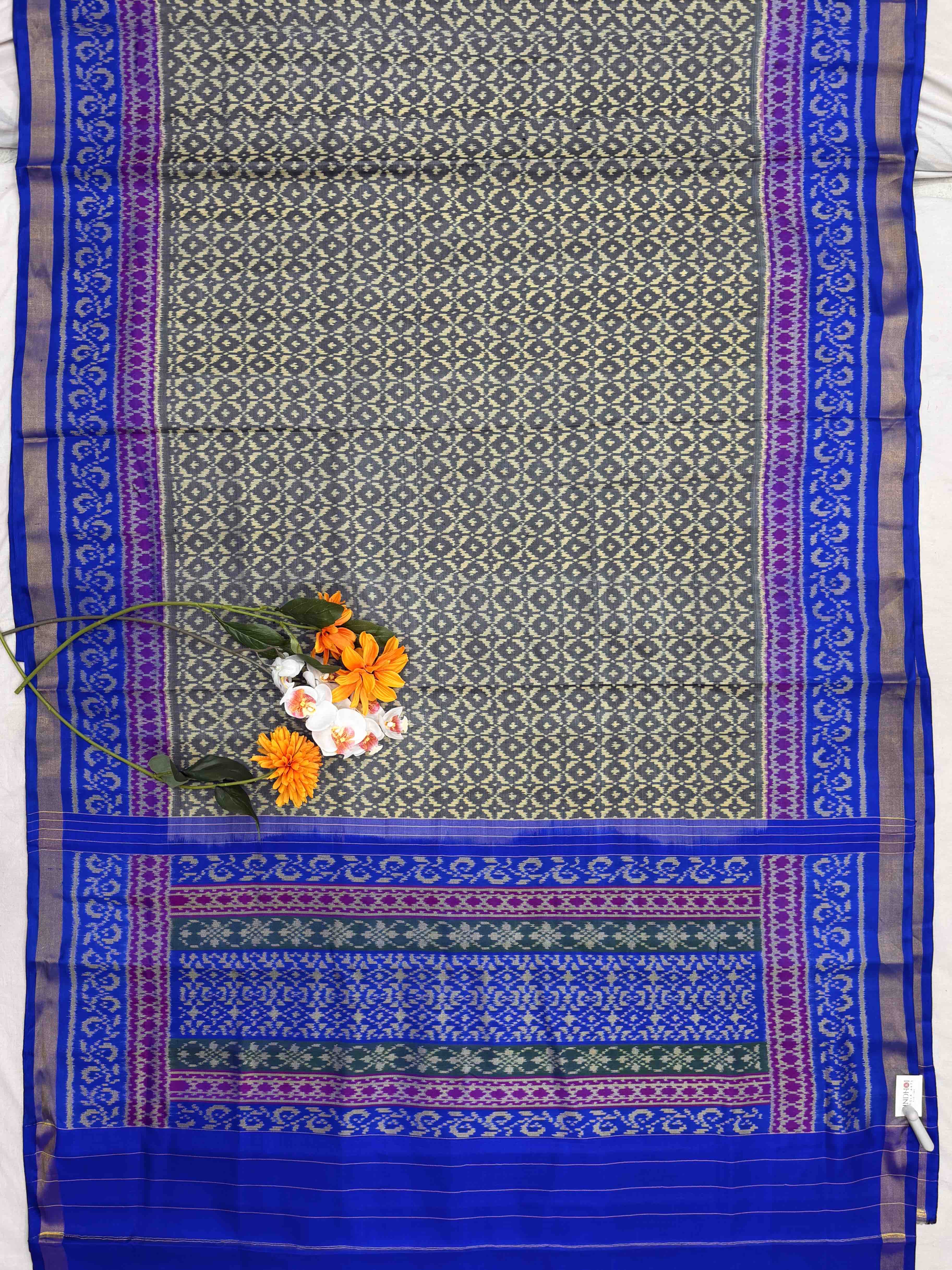 Blue & Grey Designer Rajkot Patola Saree