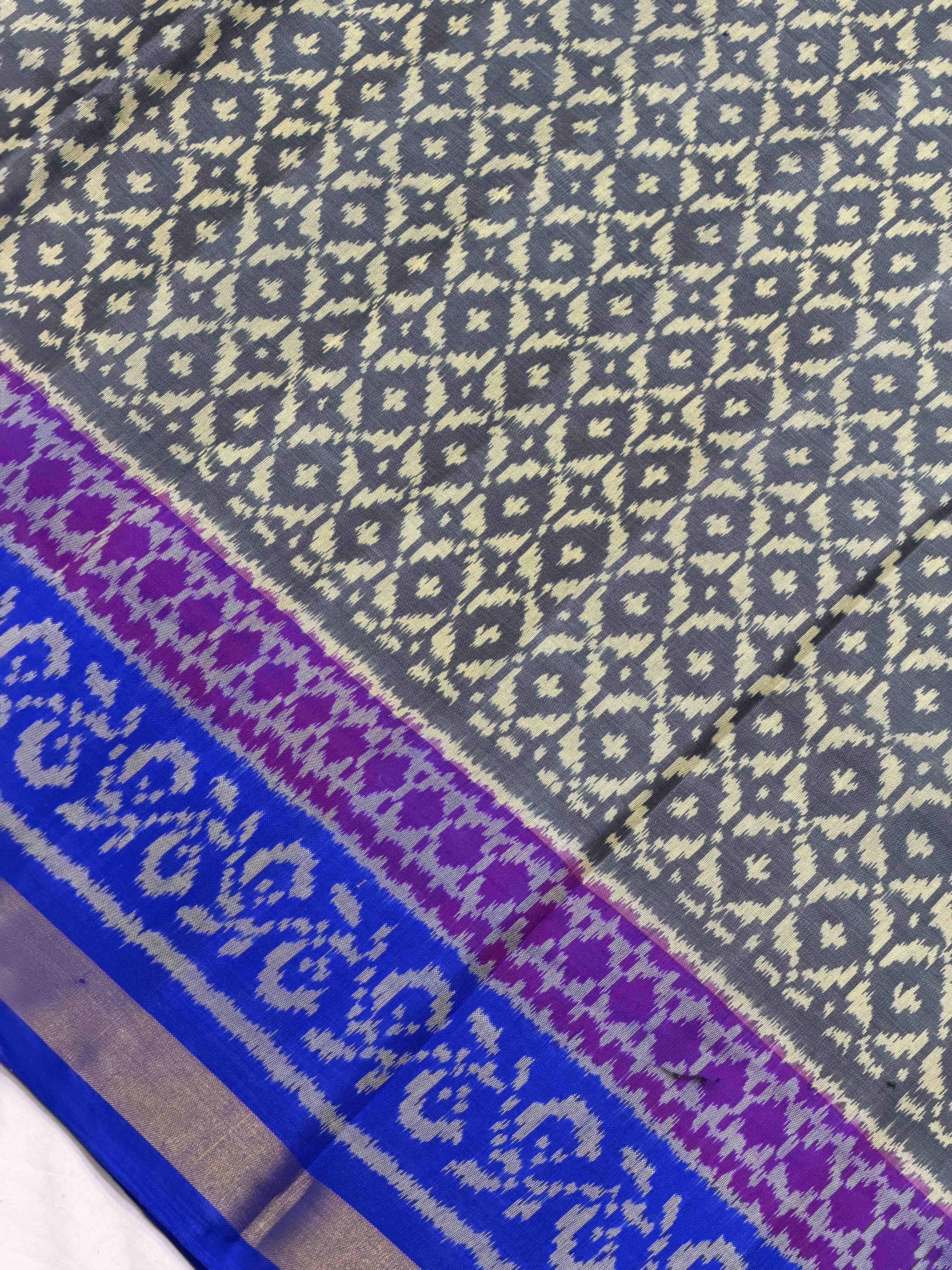 Blue & Grey Designer Rajkot Patola Saree