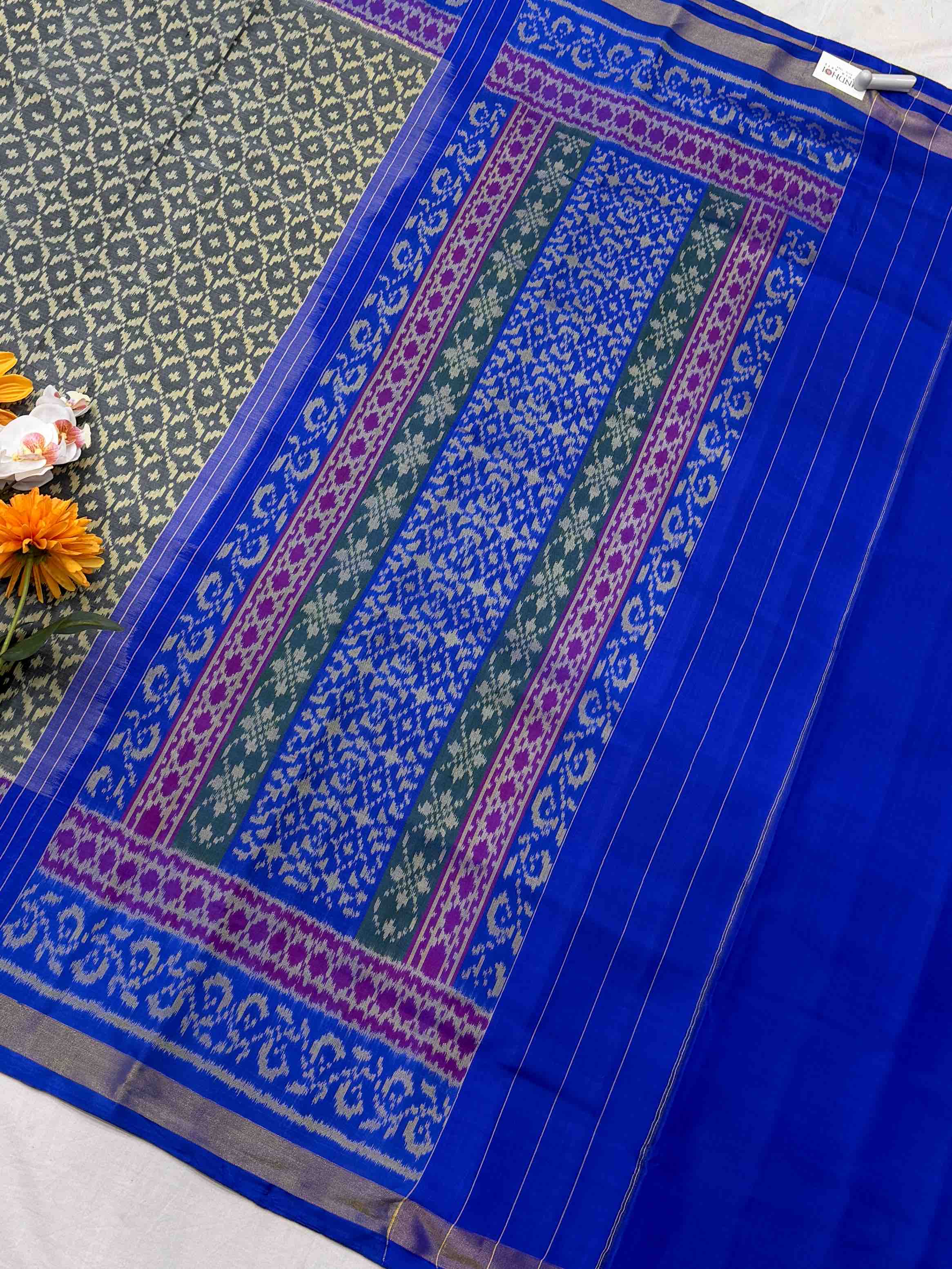 Blue & Grey Designer Rajkot Patola Saree