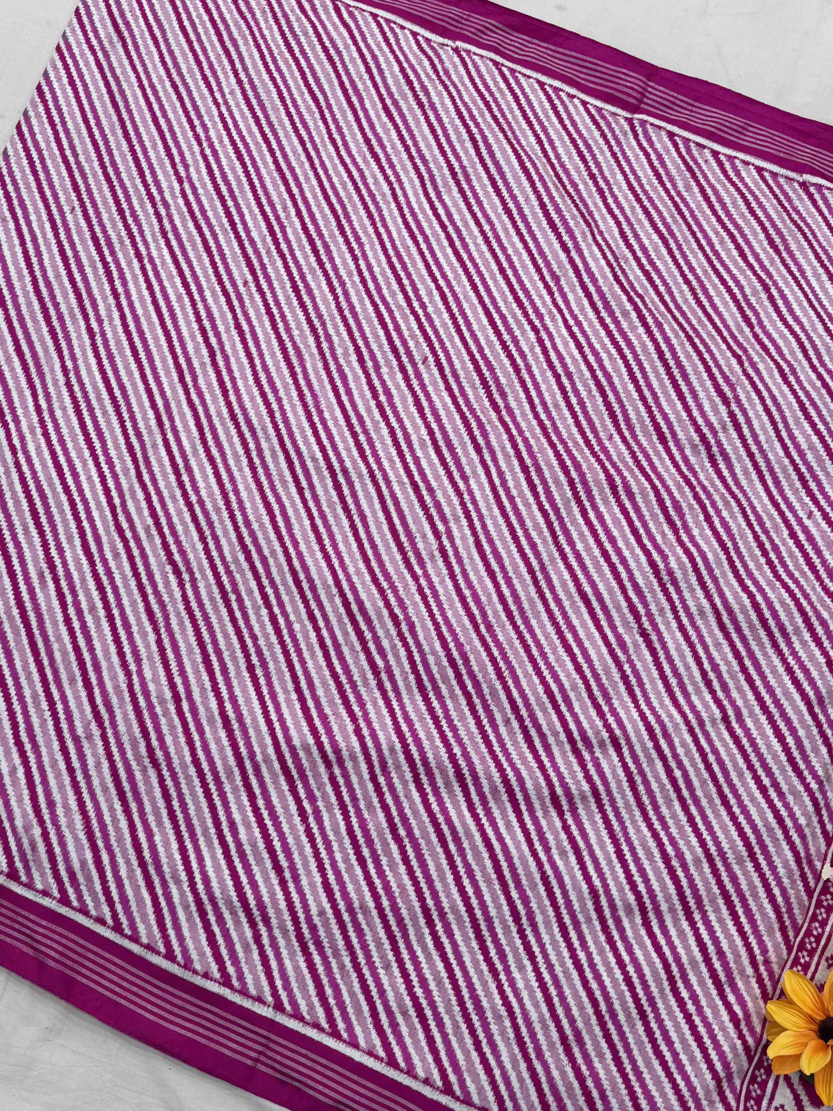 Tri colours of pink Laheriya Double Ikat Patan Patola Saree