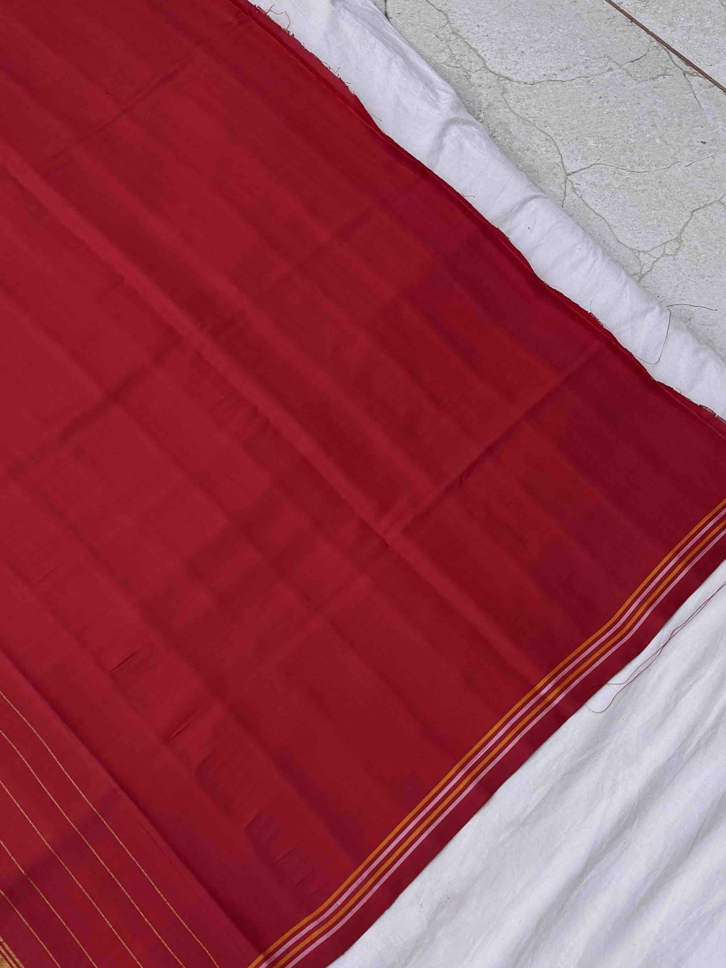 Red maroon & deep blue Manekchawk Single ikat Patola Saree
