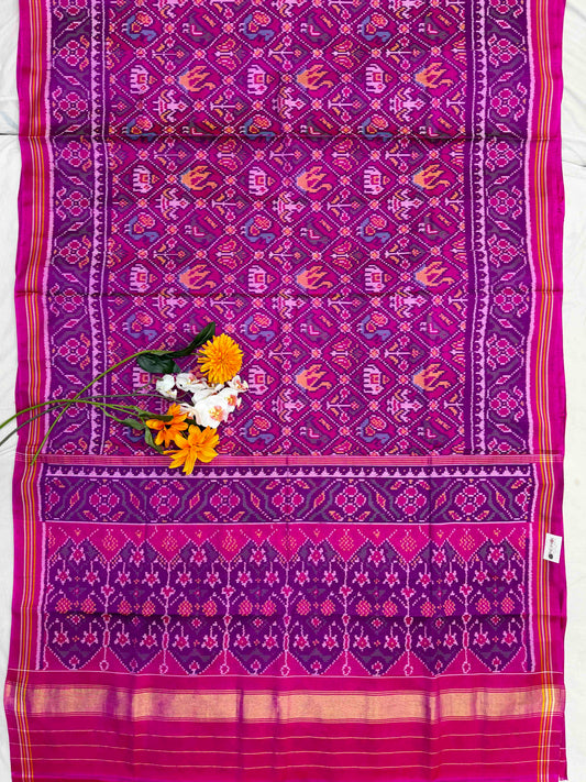 Pink Narikunj single ikat Patan Patola Saree