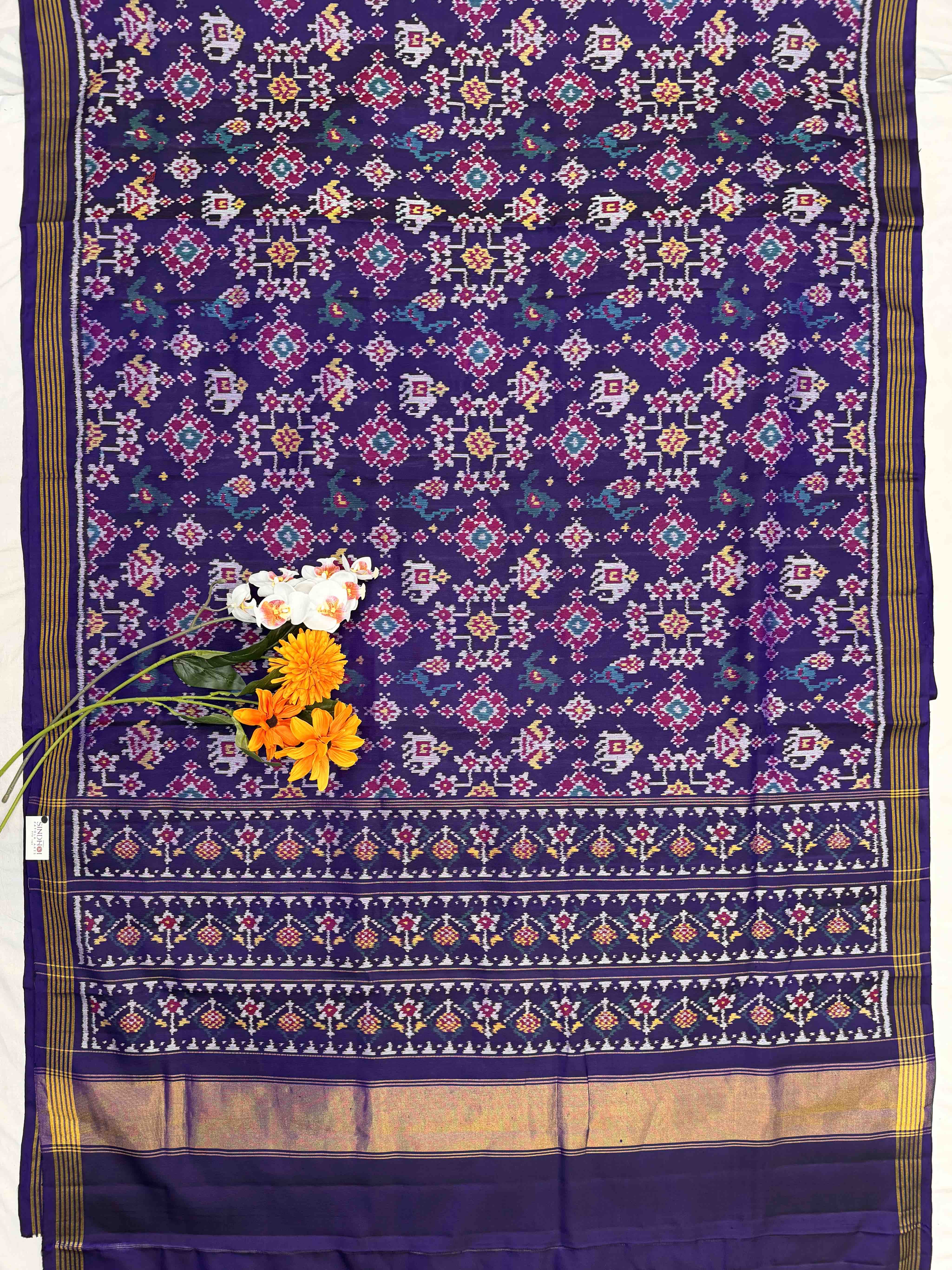 Purple Narikunj Navaratan single ikat Patola Saree