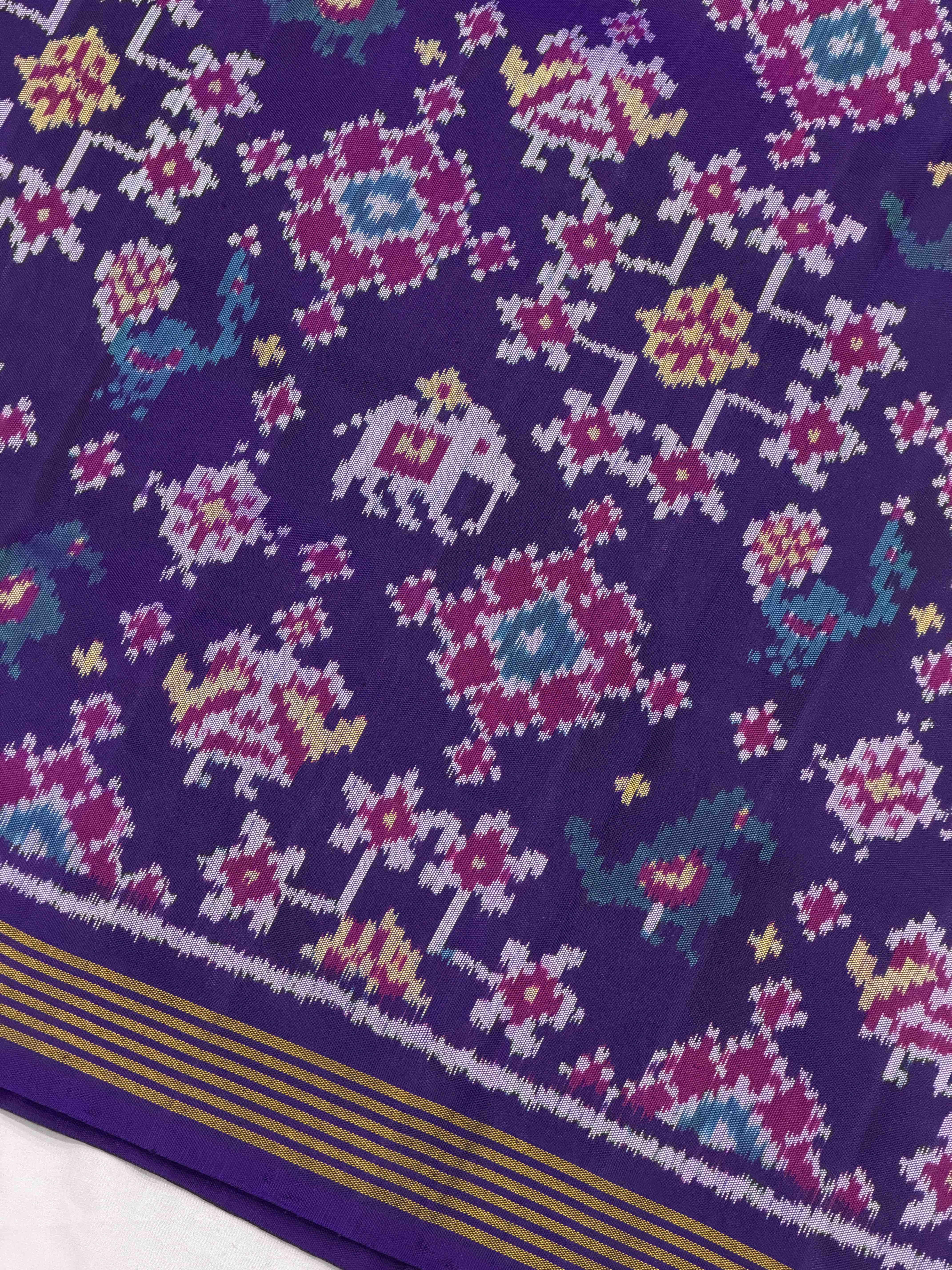 Purple Narikunj Navaratan single ikat Patola Saree