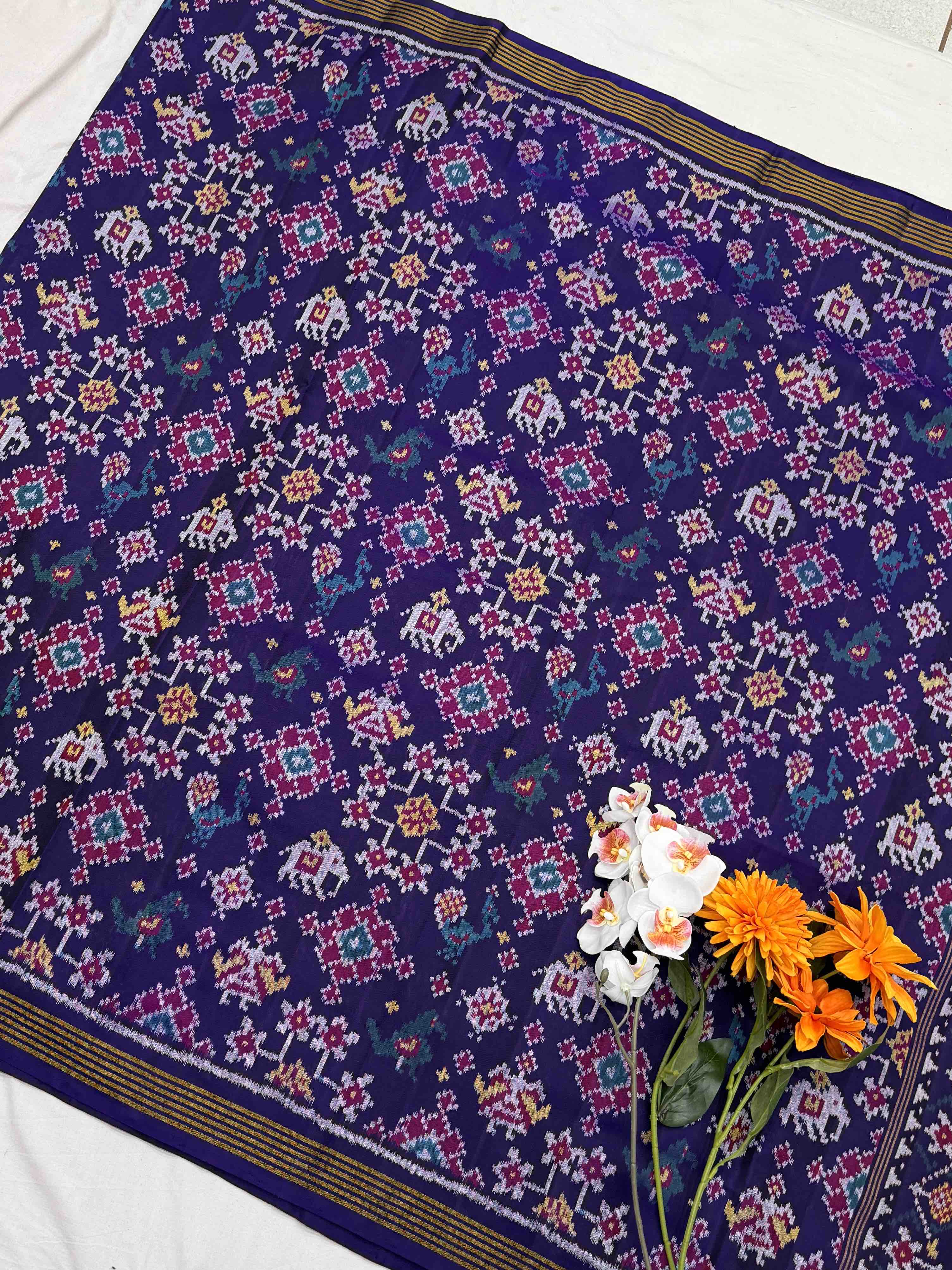 Purple Narikunj Navaratan single ikat Patola Saree