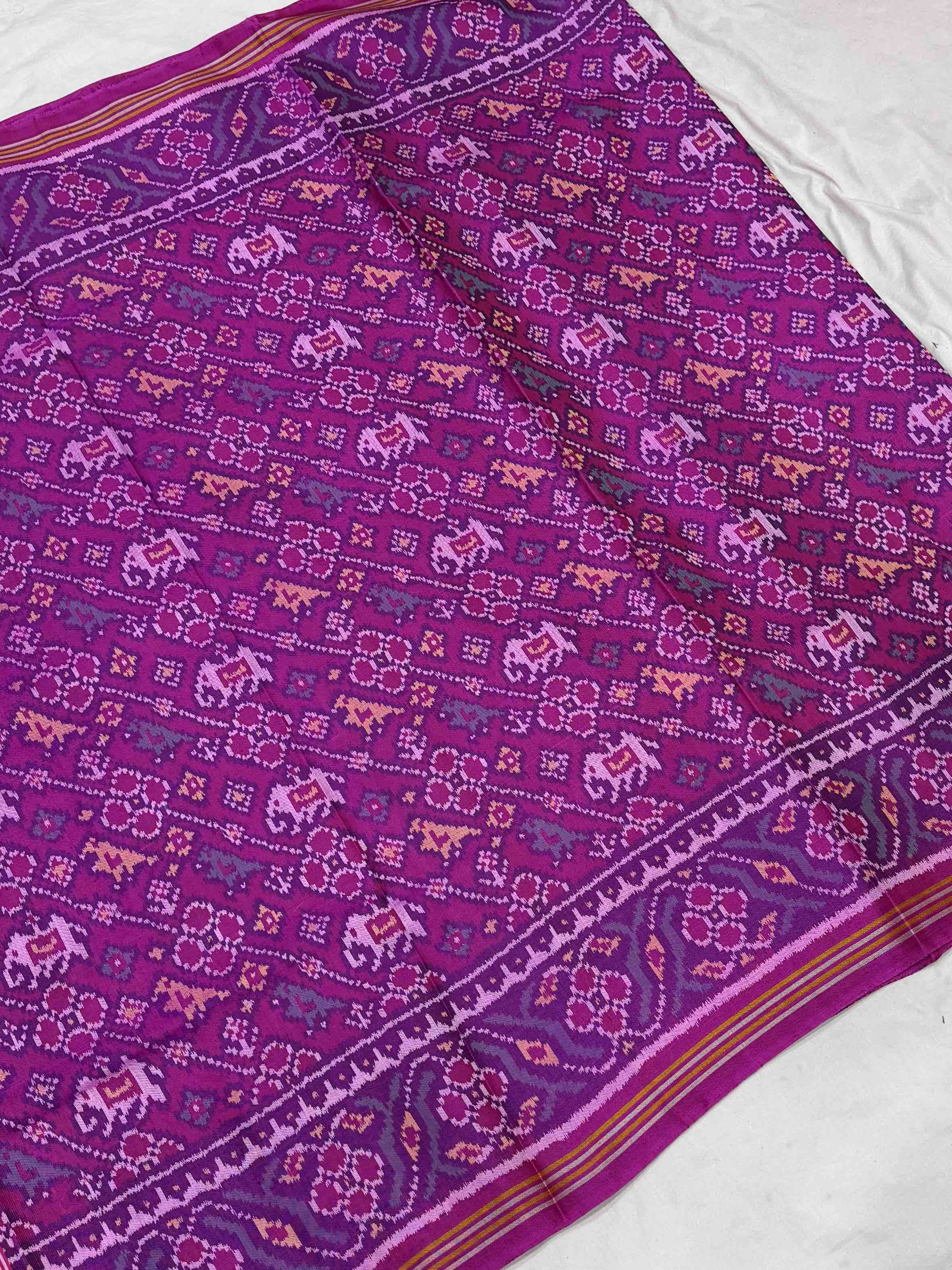 Pink laheirya style Narikunj Single ikat Patola Saree