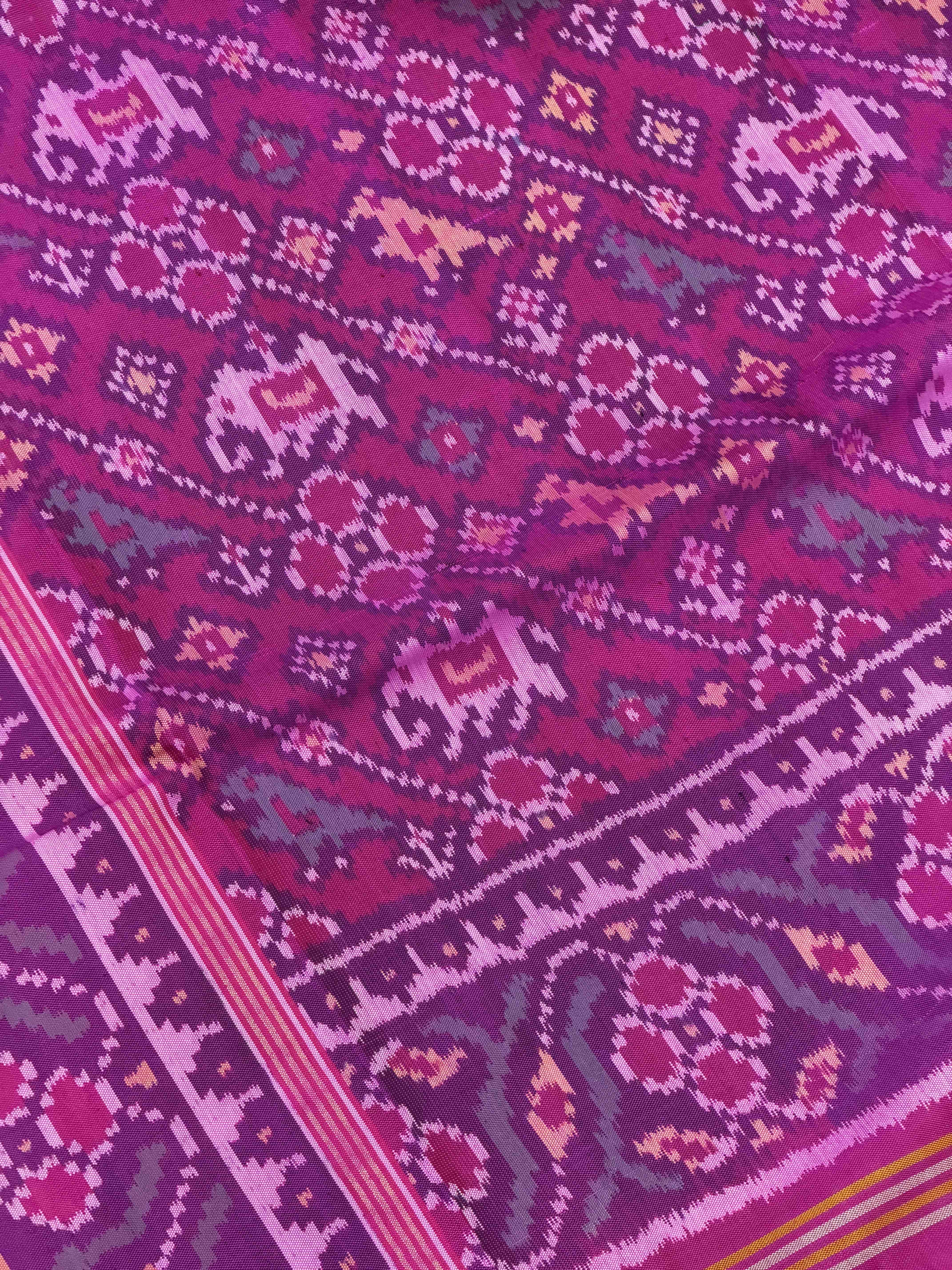 Pink laheirya style Narikunj Single ikat Patola Saree