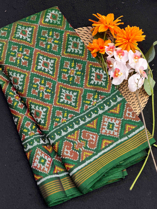 Green Panchanda Single Ikat Patan Patola Saree