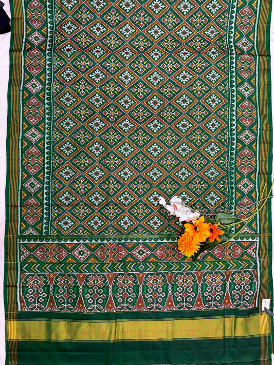 Green Panchanda Single Ikat Patan Patola Saree