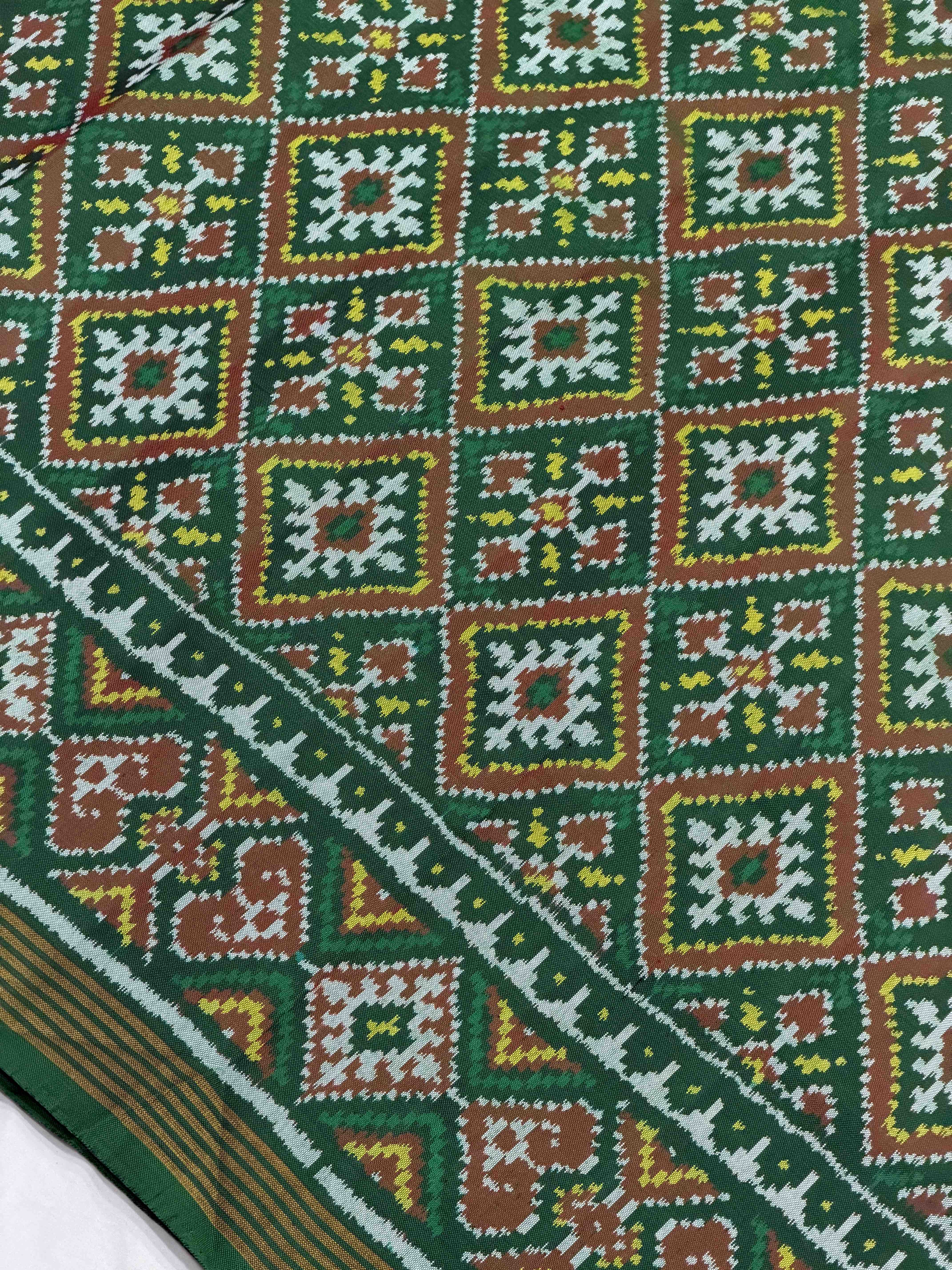 Green Panchanda Single Ikat Patan Patola Saree