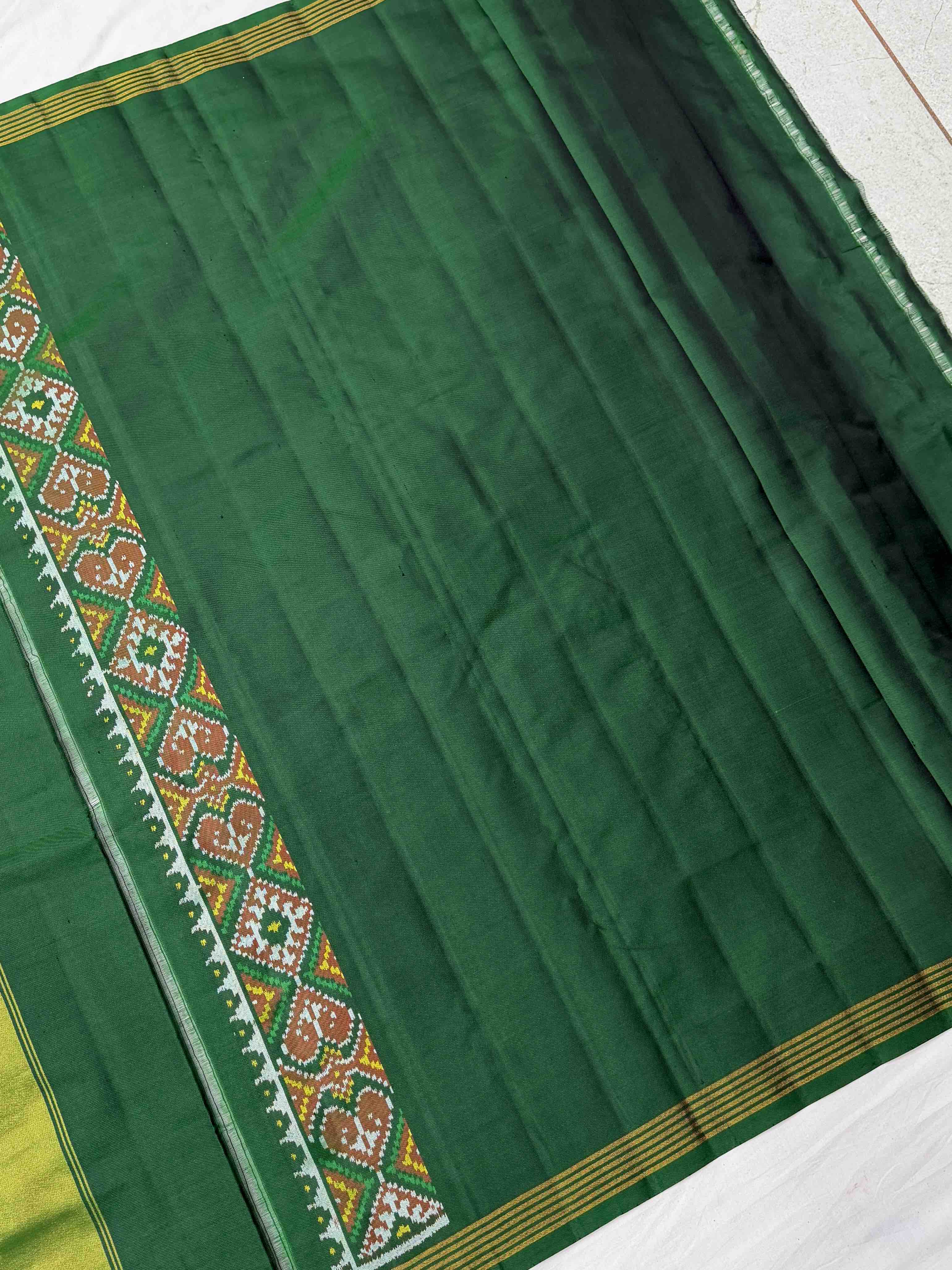 Green Panchanda Single Ikat Patan Patola Saree