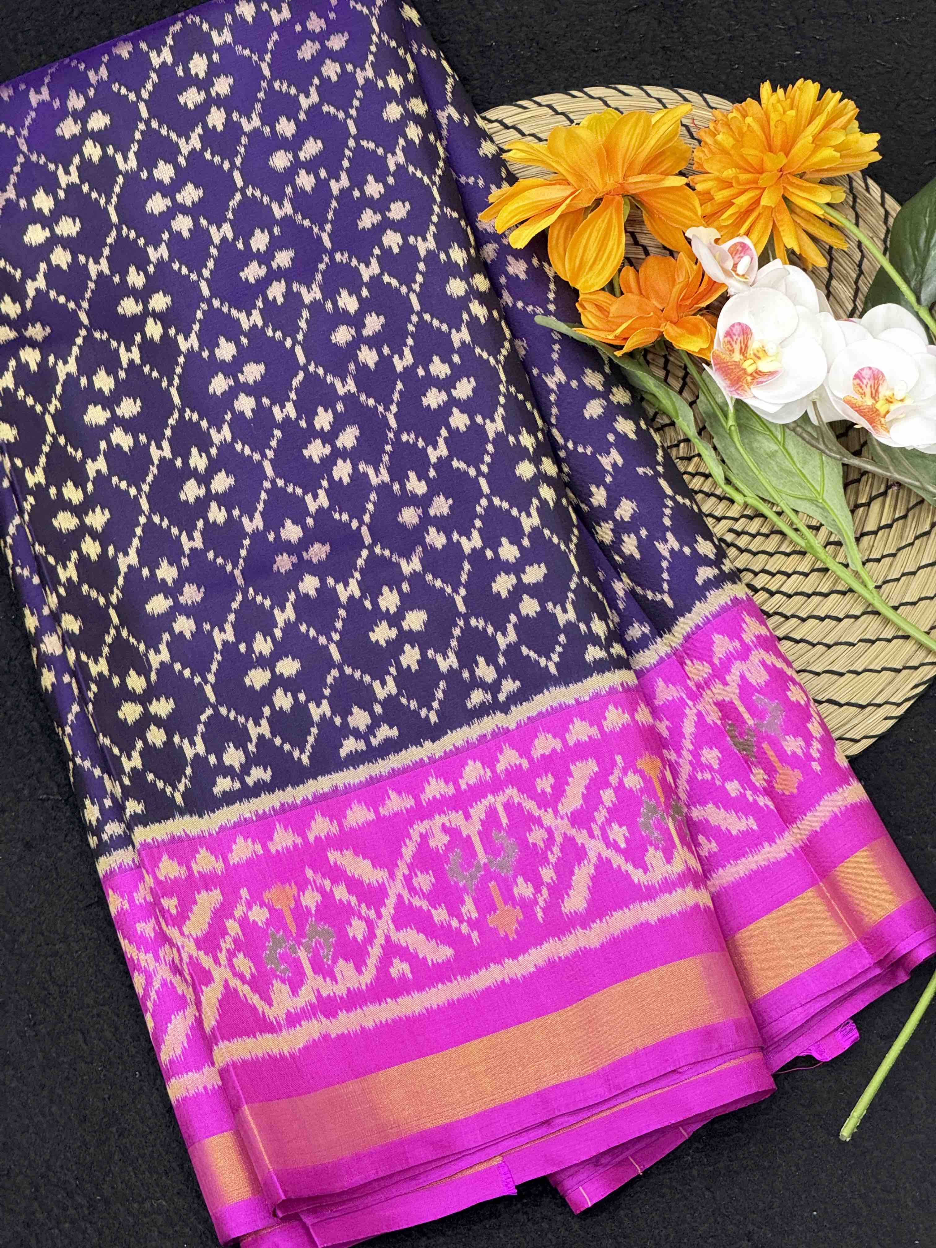 Blue & Pink Fancy Patola Saree